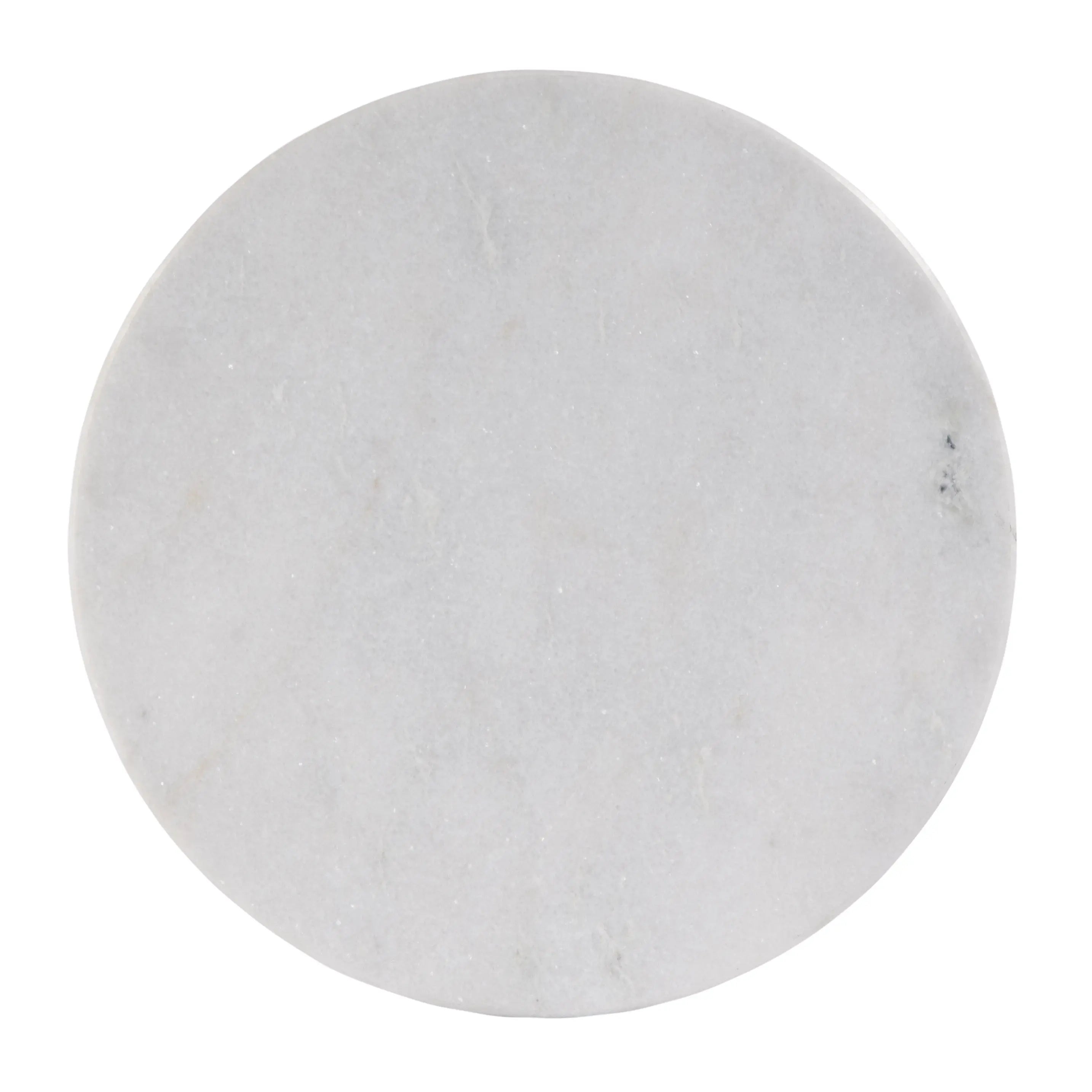 25" White and Black Marble and Aluminum Round Pedestal End Table - GreatEagleInc