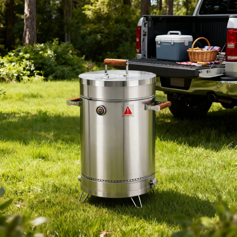 25" X 14" Silver Stainless Steel Portable Smoker Barrel Homeroots Outdoor