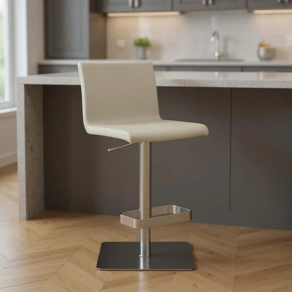 26 " Light Gray And Silver Stainless Steel Counter Height Bar Chair Homeroots Living Room