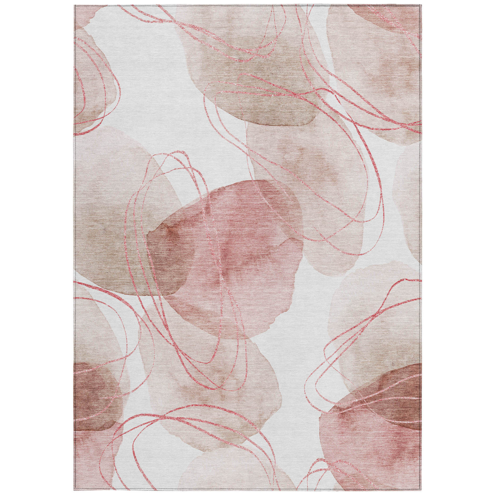 3' X 5' Merlot and Ivory Abstract Washable Non Skid Indoor Outdoor Area Rug Sports & Outdoor