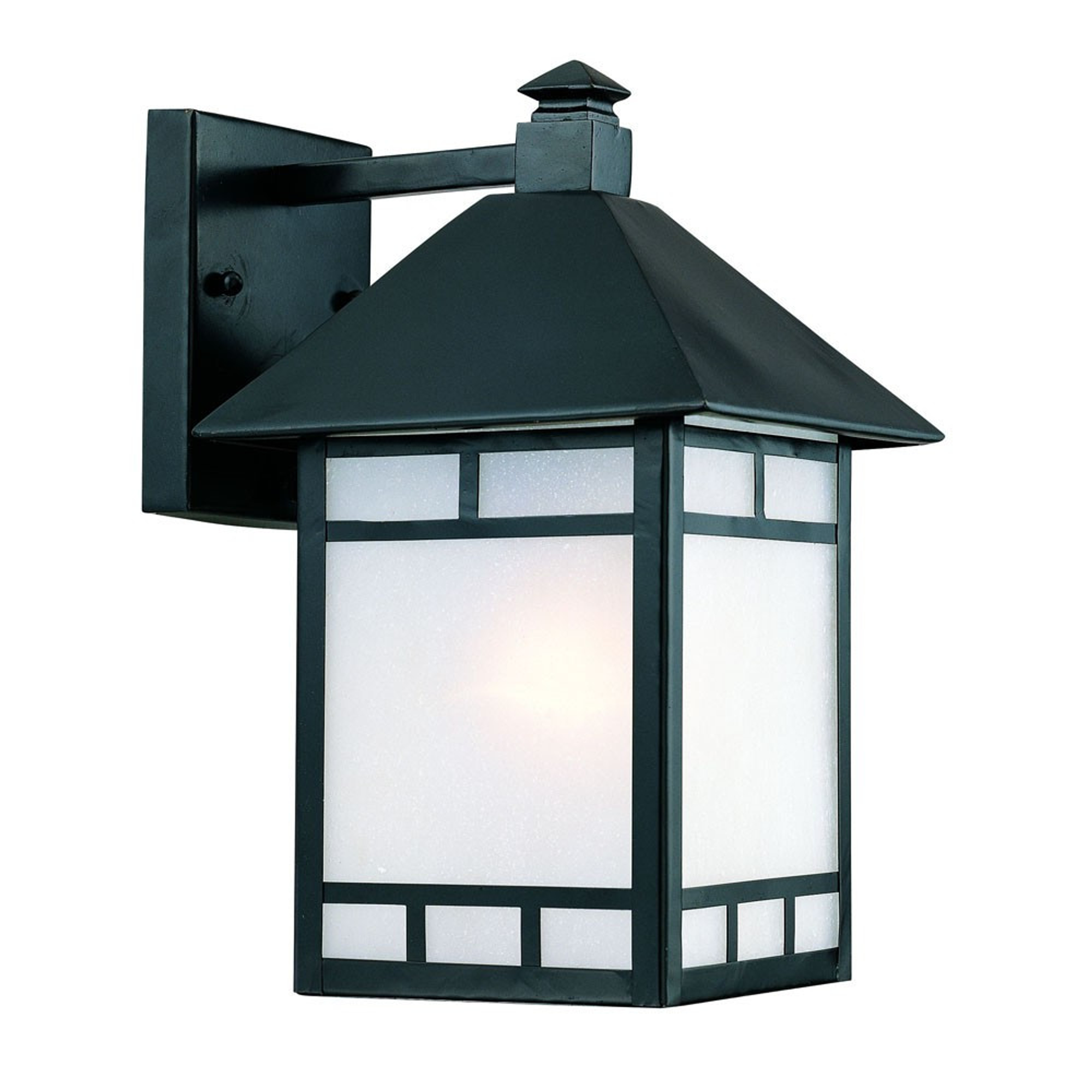 Matte Black Frosted Glass Lantern Wall Light Sports & Outdoor
