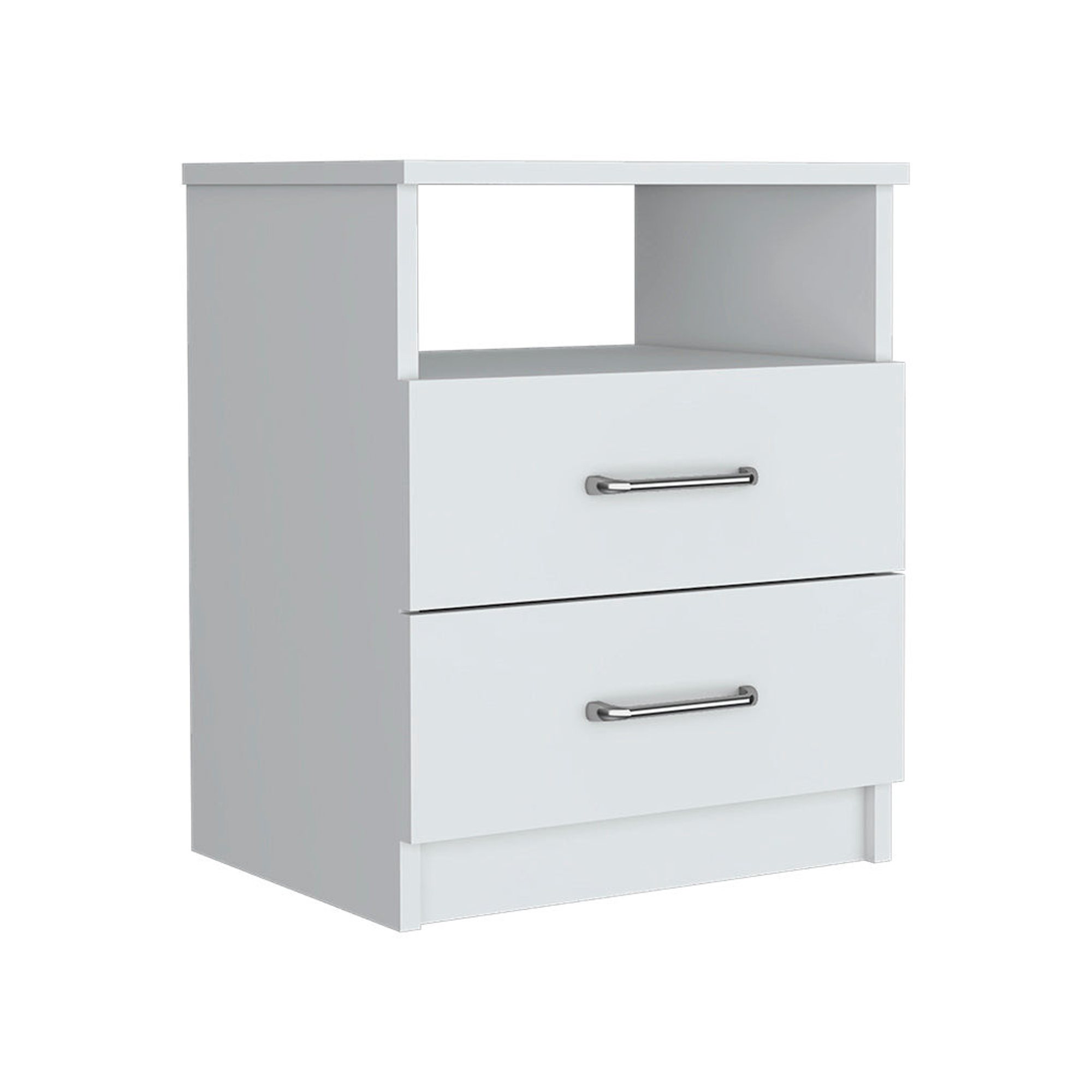20" White Two Drawer Faux Wood Nightstand - 1 - Home & Garden