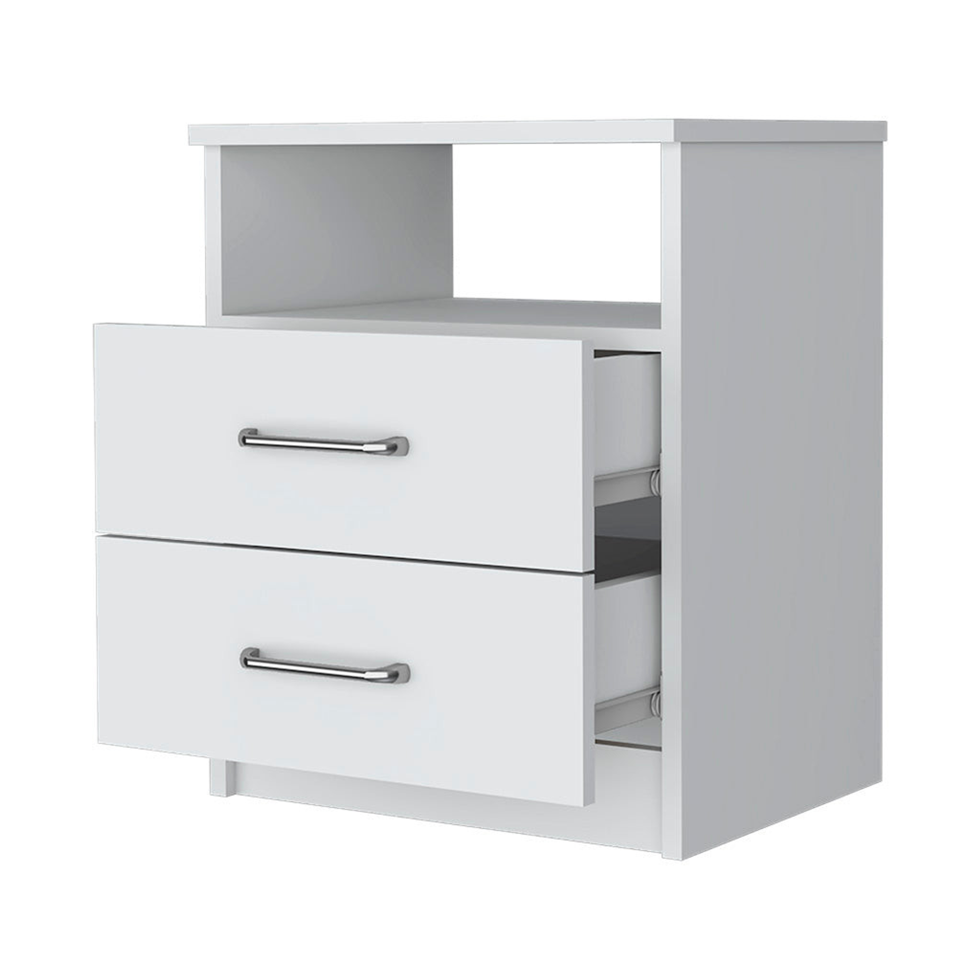 20" White Two Drawer Faux Wood Nightstand - 1 - Home & Garden