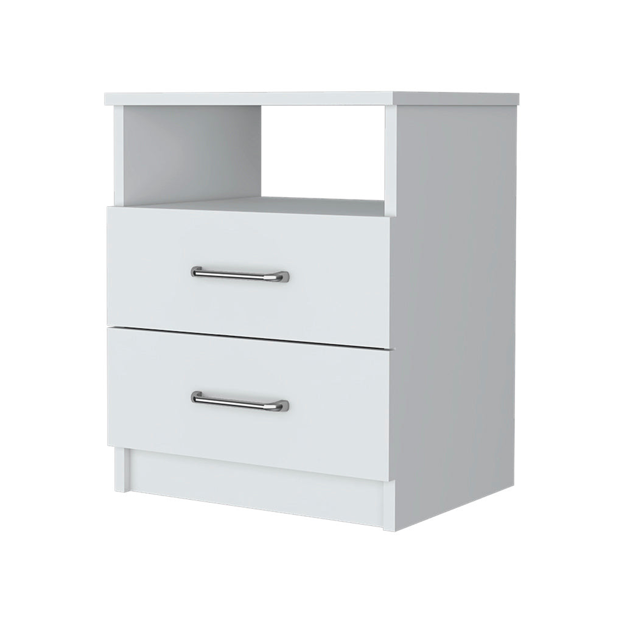 20" White Two Drawer Faux Wood Nightstand - 1 - Home & Garden