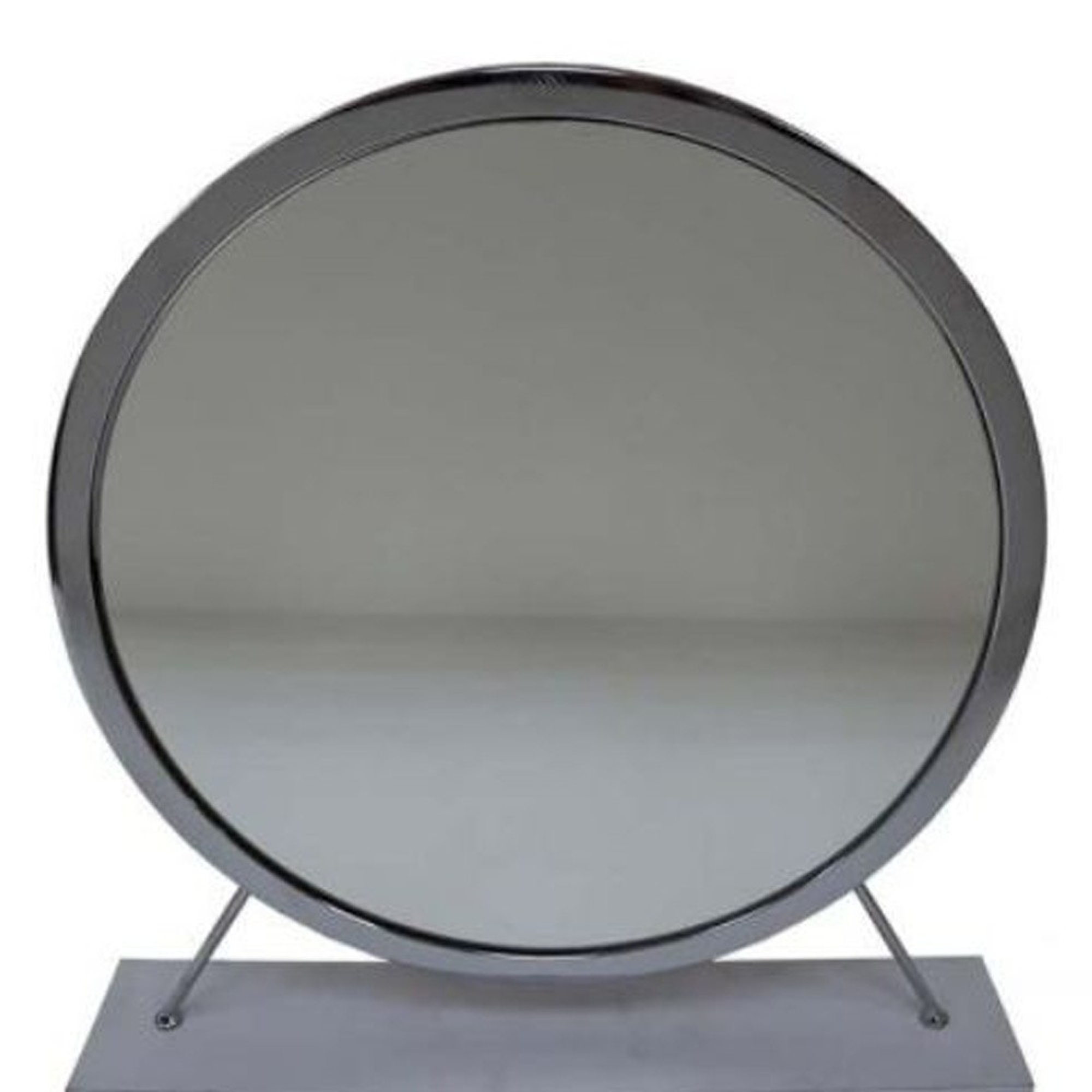 19" Faux Fur, Mirror, White & Chrome Finish Round Makeup Shaving Tabletop Mirror - 1 - Home & Garden