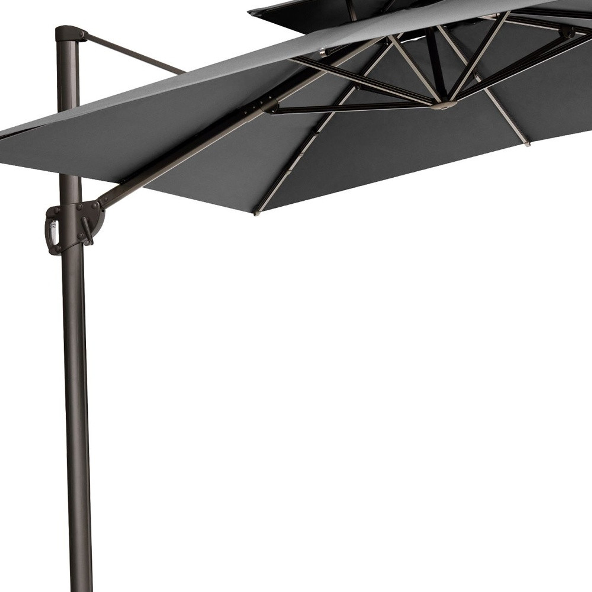 11' Dark Gray Polyester Round Tilt Cantilever Patio Umbrella With Stand - 1 - Sports & Outdoor