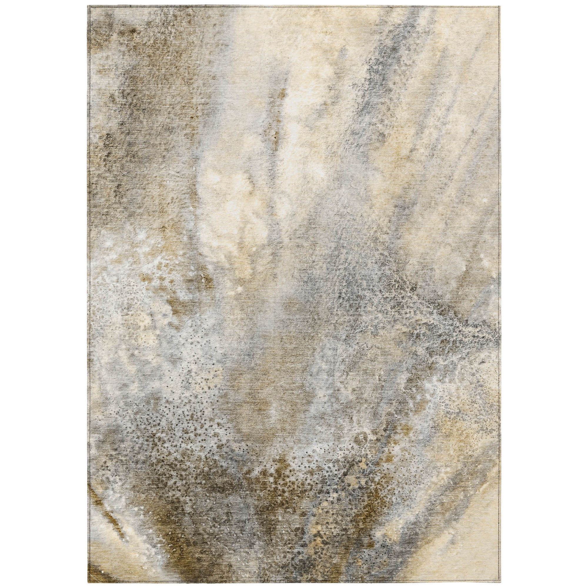 10' X 14' Beige Abstract Washable Non Skid Indoor Outdoor Area Rug - 1 - Sports & Outdoor