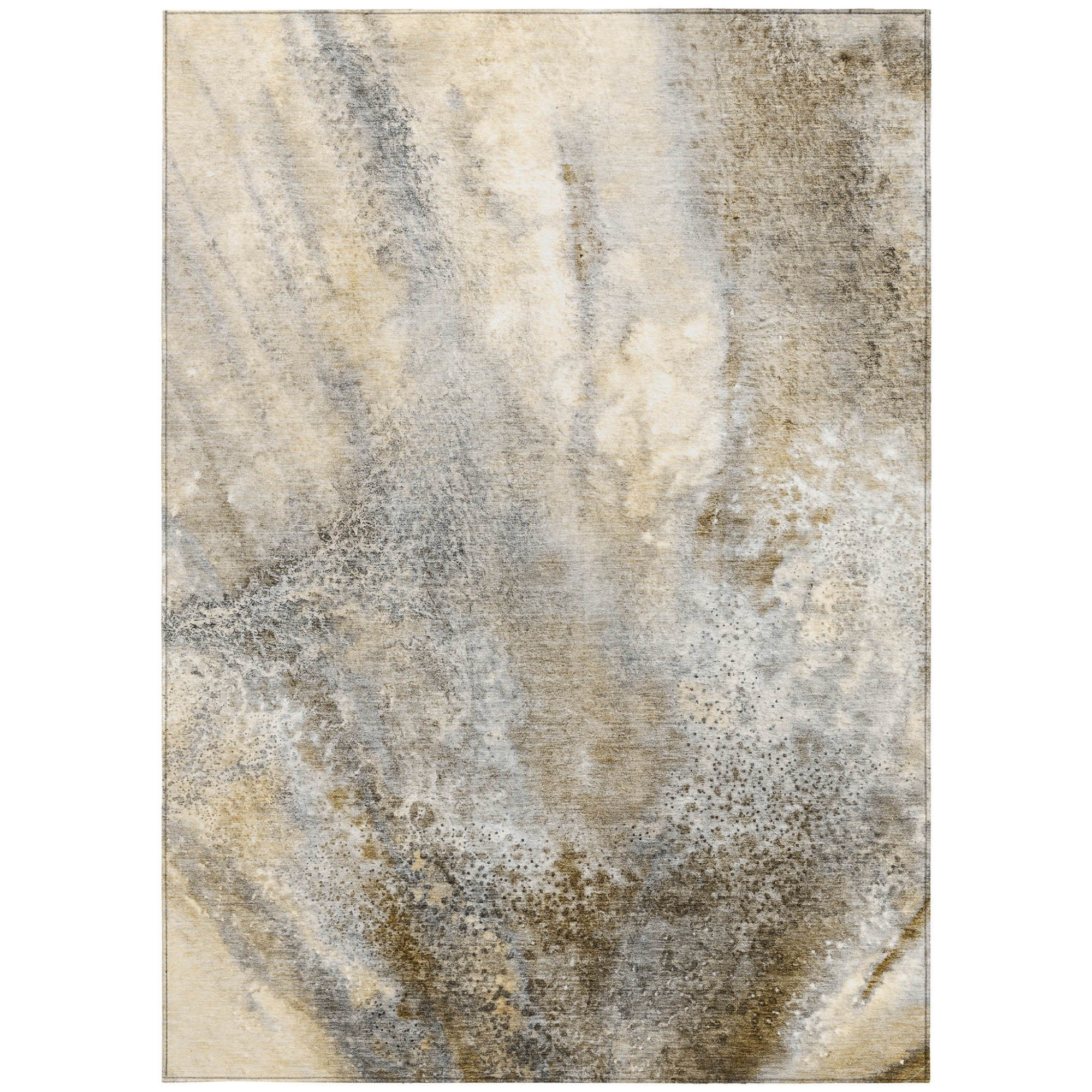 10' X 14' Beige Abstract Washable Non Skid Indoor Outdoor Area Rug - 1 - Sports & Outdoor