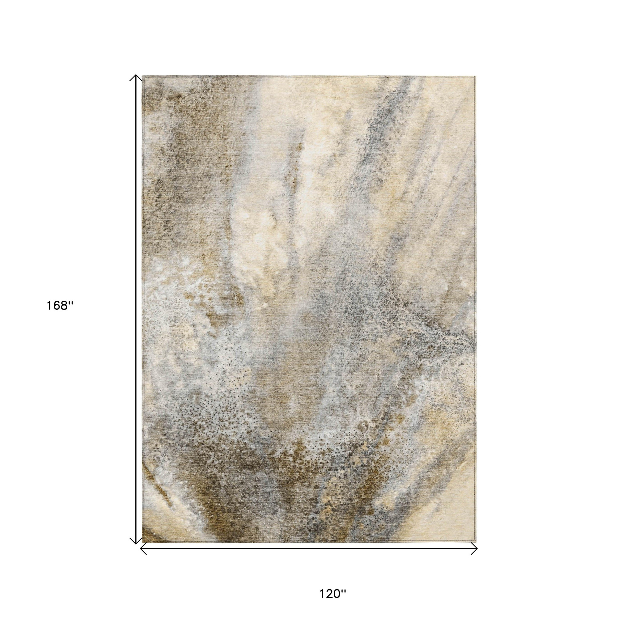 10' X 14' Beige Abstract Washable Non Skid Indoor Outdoor Area Rug - 1 - Sports & Outdoor