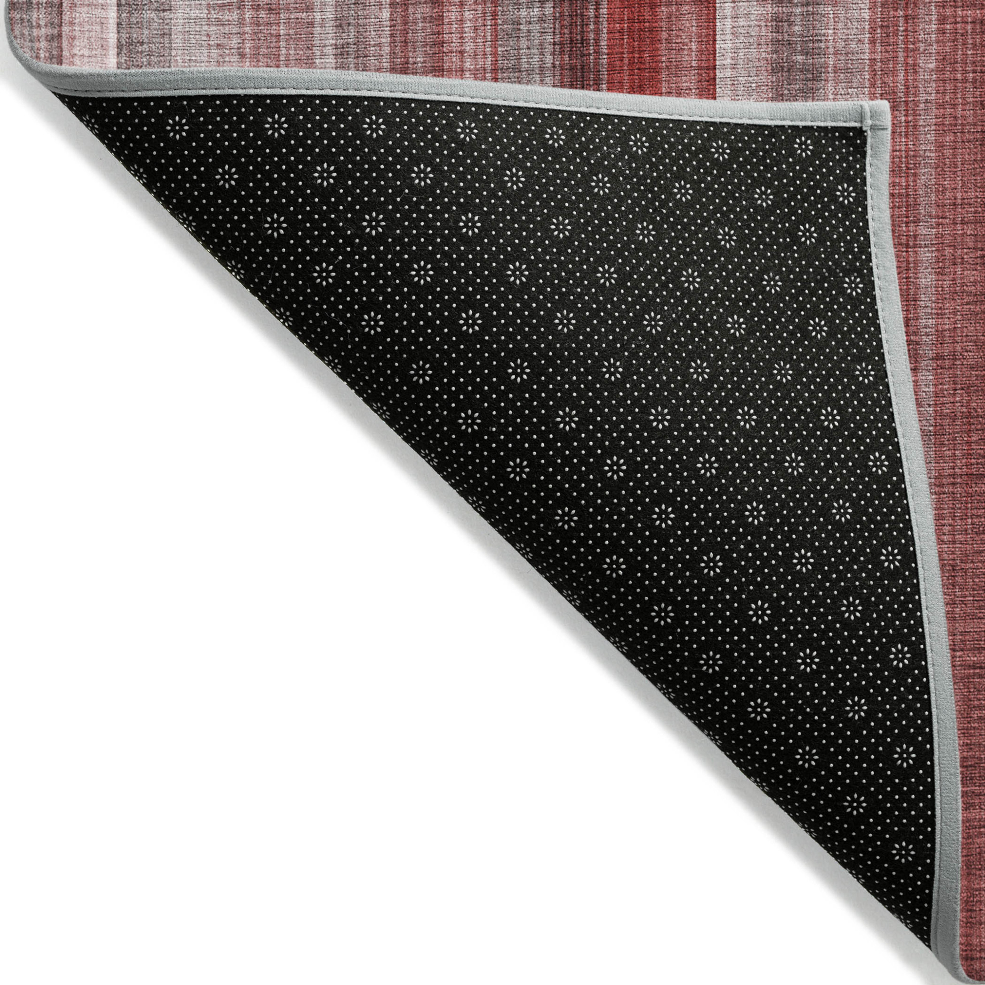 9' X 12' Gray Pink and Red Striped Washable Non Skid Indoor Outdoor Area Rug Sports & Outdoor
