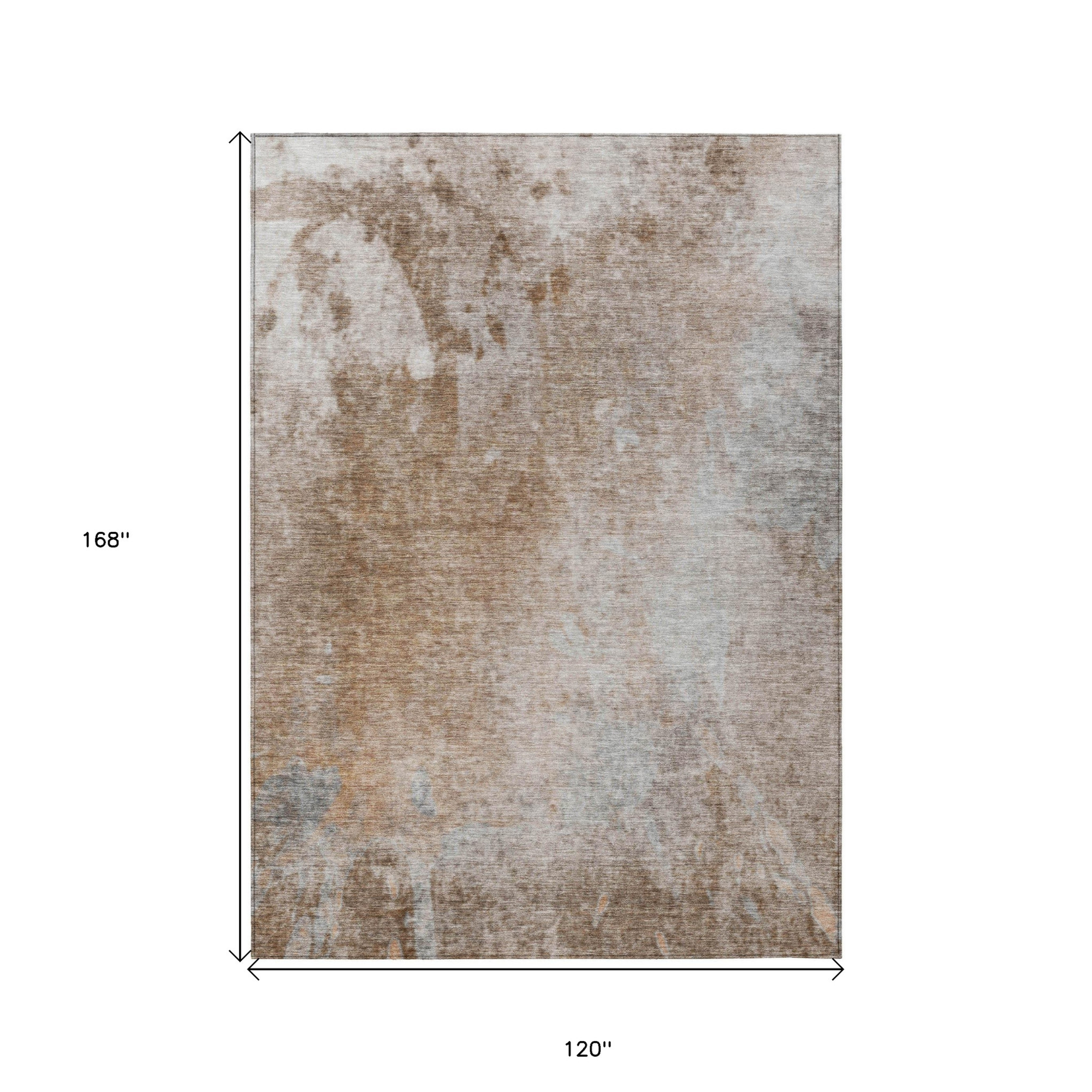 10' X 14' Brown and Off White Abstract Washable Non Skid Indoor Outdoor Area Rug - 1 - Sports & Outdoor