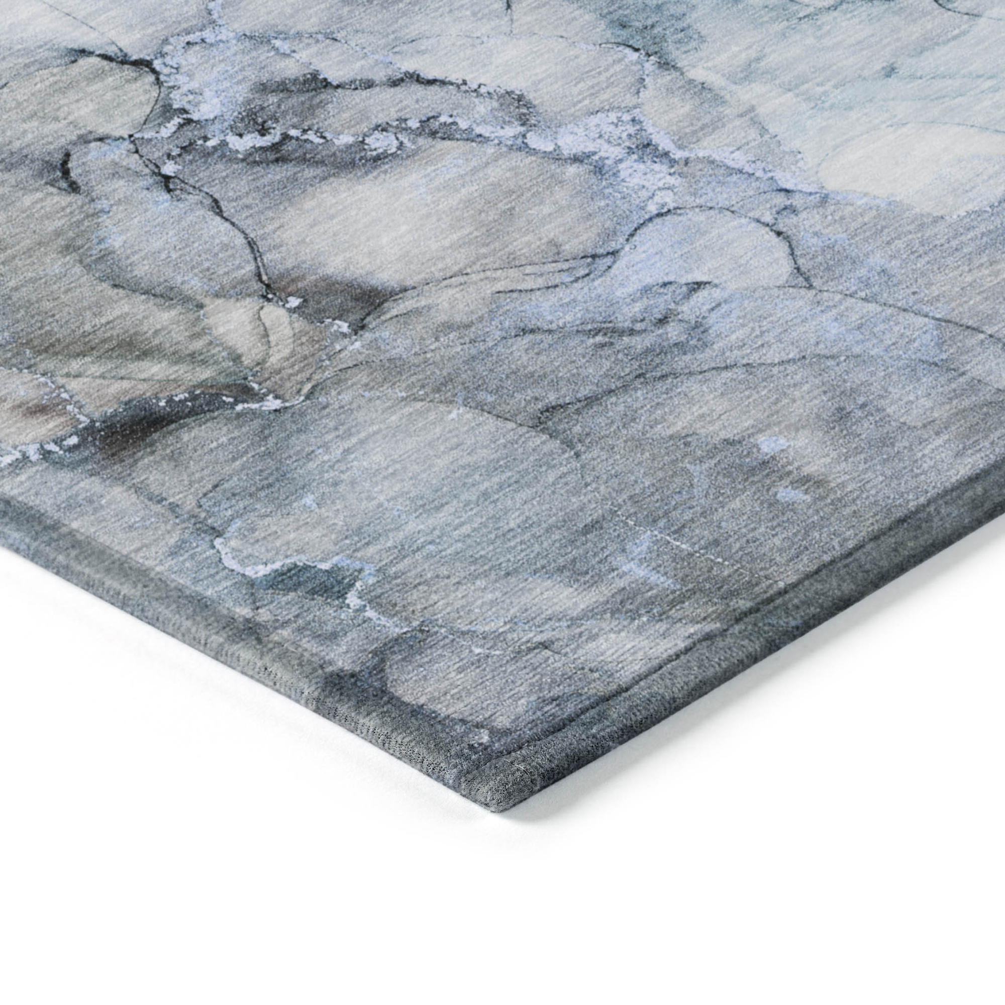 10' X 14' Blue and Gray Abstract Washable Non Skid Indoor Outdoor Area Rug - 1 - Sports & Outdoor