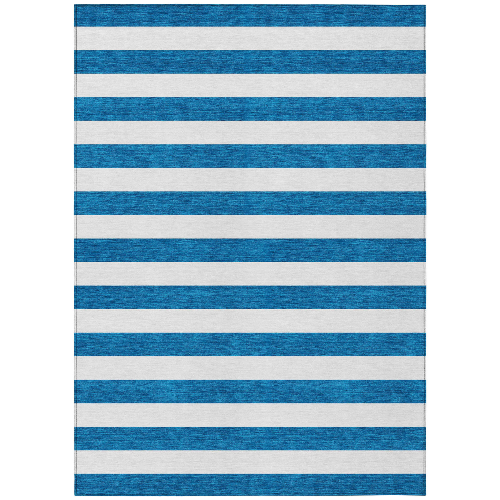 10' X 14' Navy Blue Striped Washable Non Skid Indoor Outdoor Area Rug - 1 - Sports & Outdoor