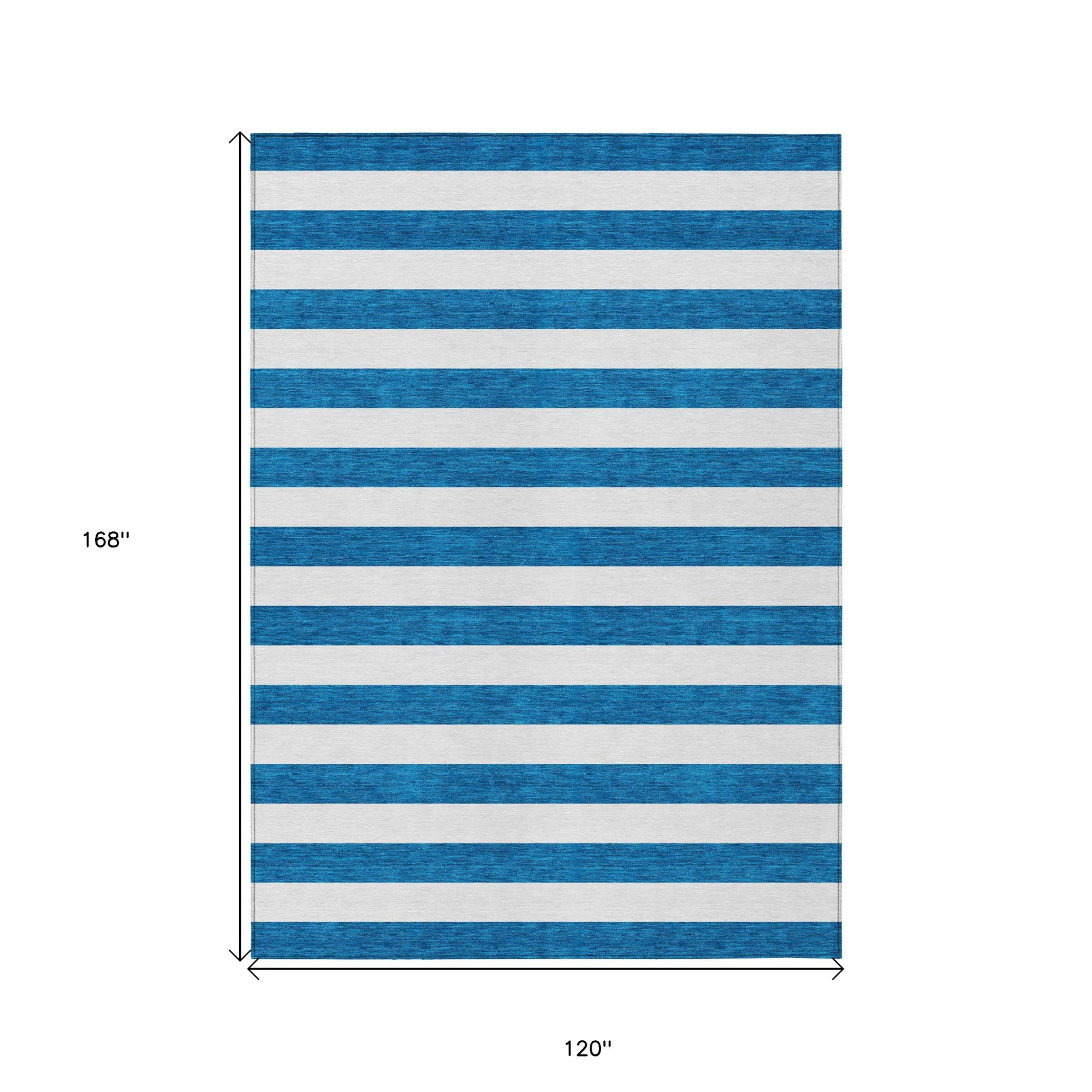 10' X 14' Navy Blue Striped Washable Non Skid Indoor Outdoor Area Rug - 1 - Sports & Outdoor
