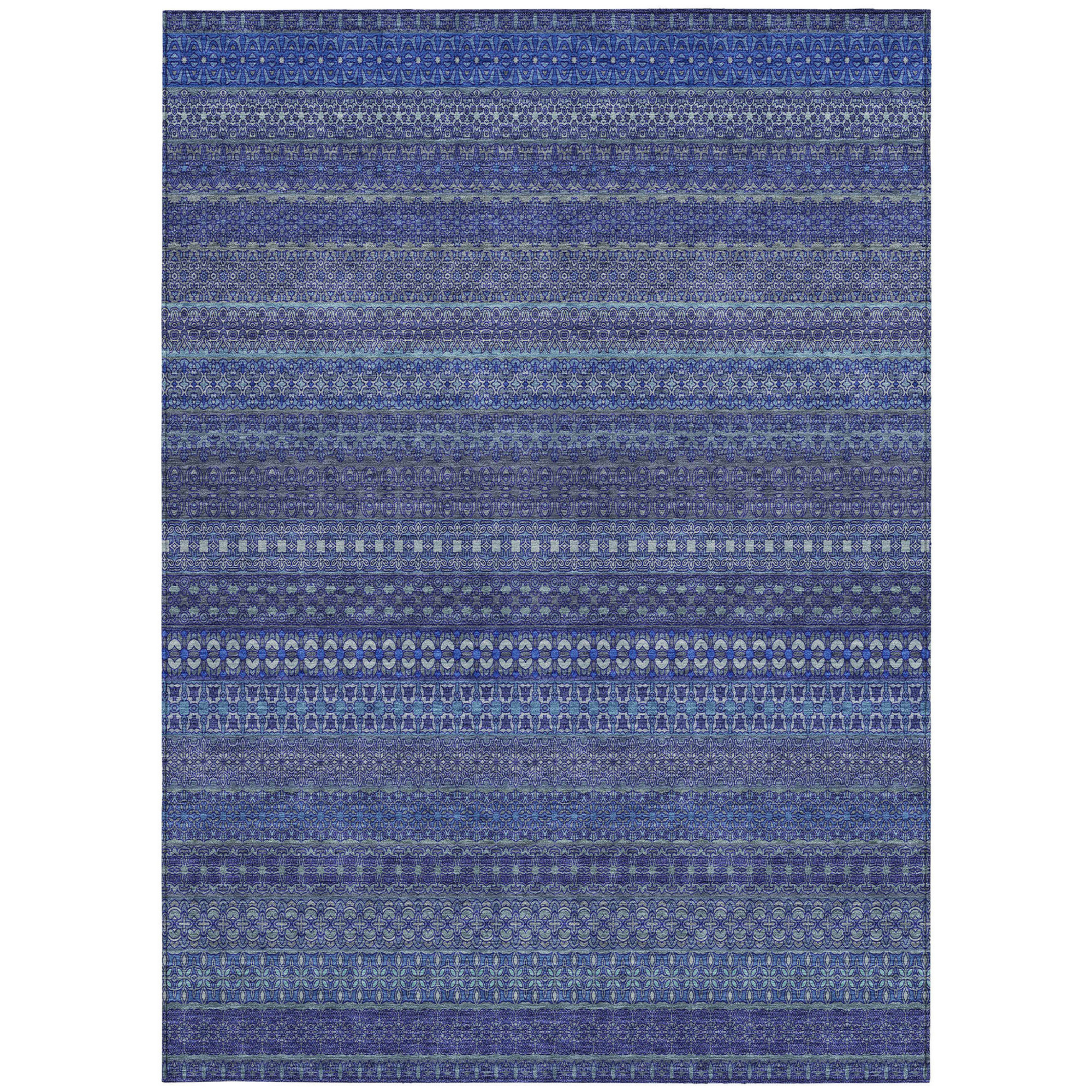 10' X 14' Navy Blue Striped Washable Non Skid Indoor Outdoor Area Rug Sports & Outdoor