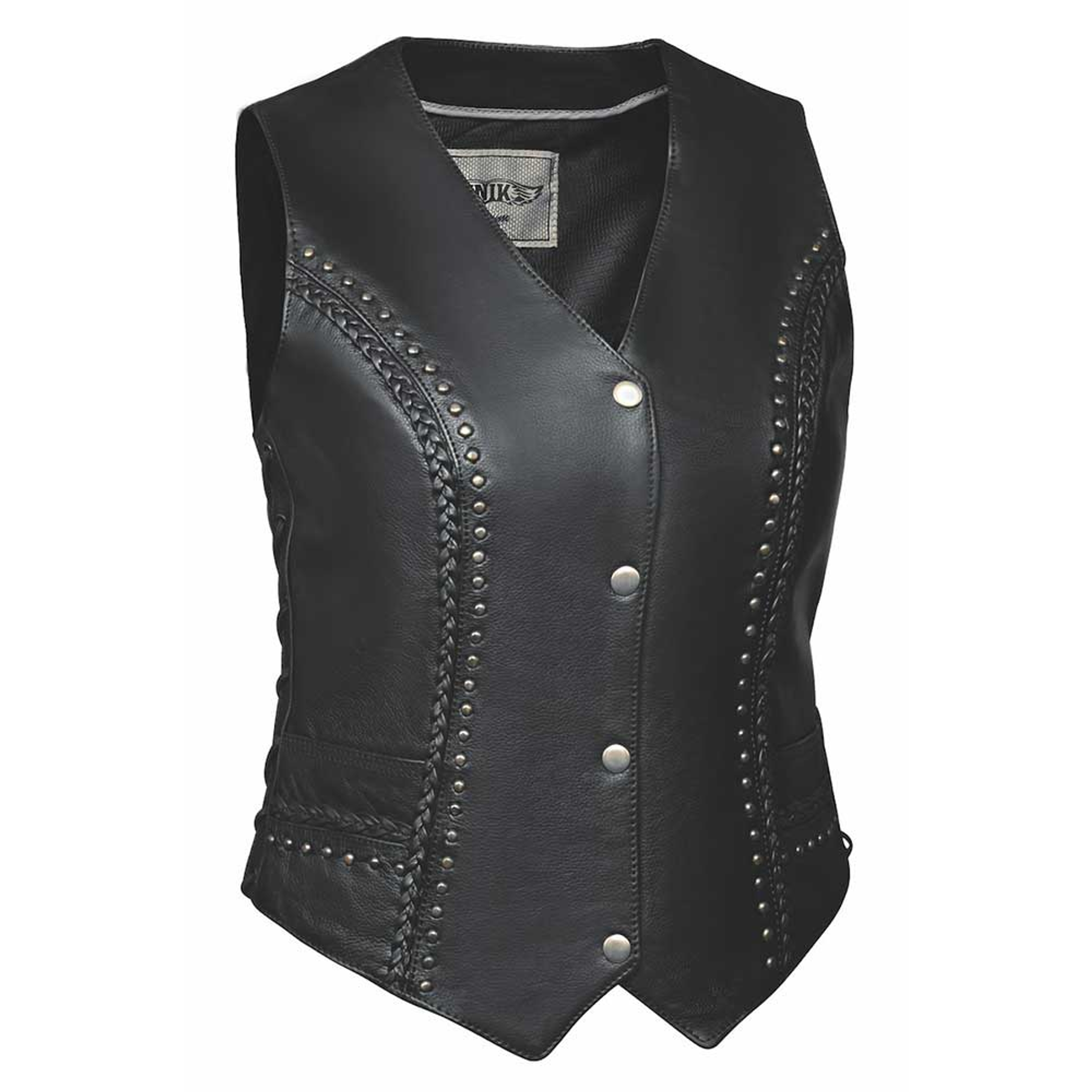 0382.SD - Ladies Studded Leather Vest - Black / 1 / S - Women's Fashion