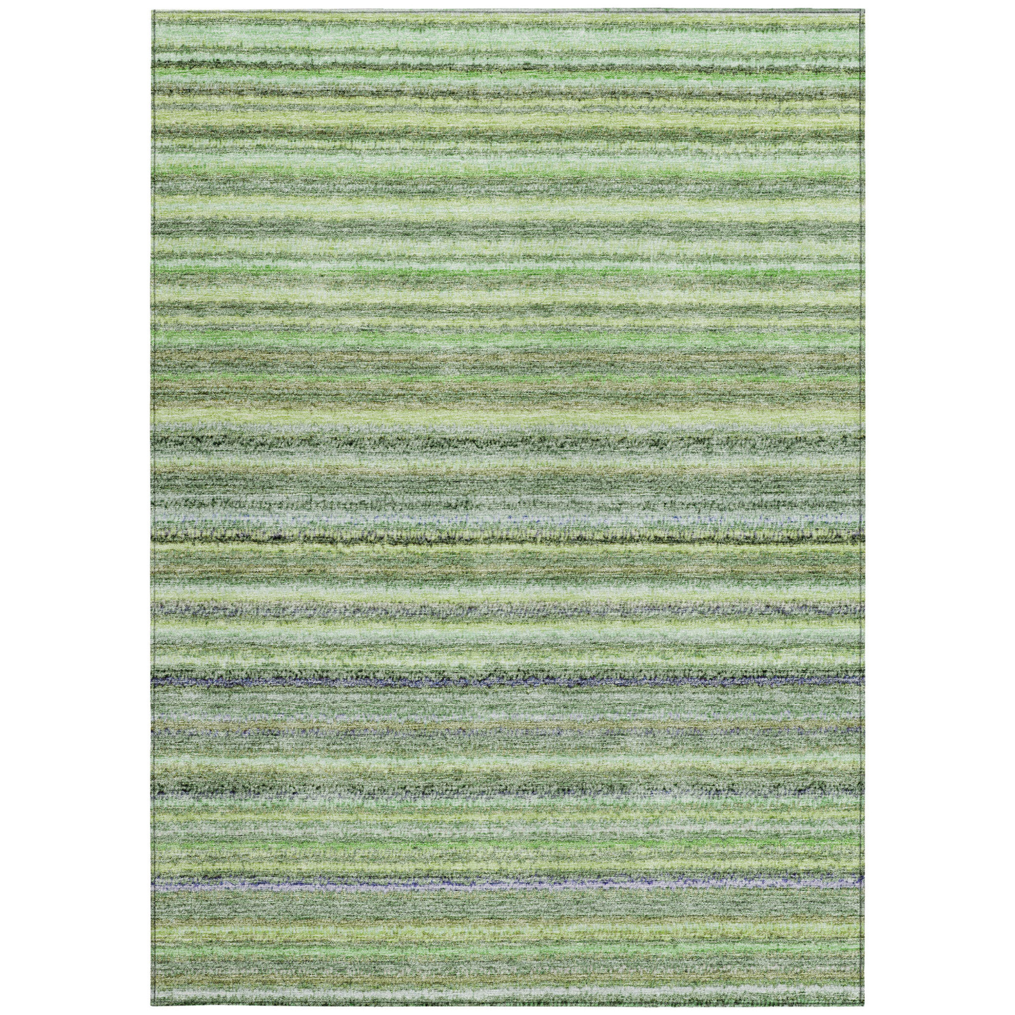 10' X 14' Artichoke Green And Olive Green Striped Washable Indoor Outdoor Area Rug - 1 - Sports & Outdoor