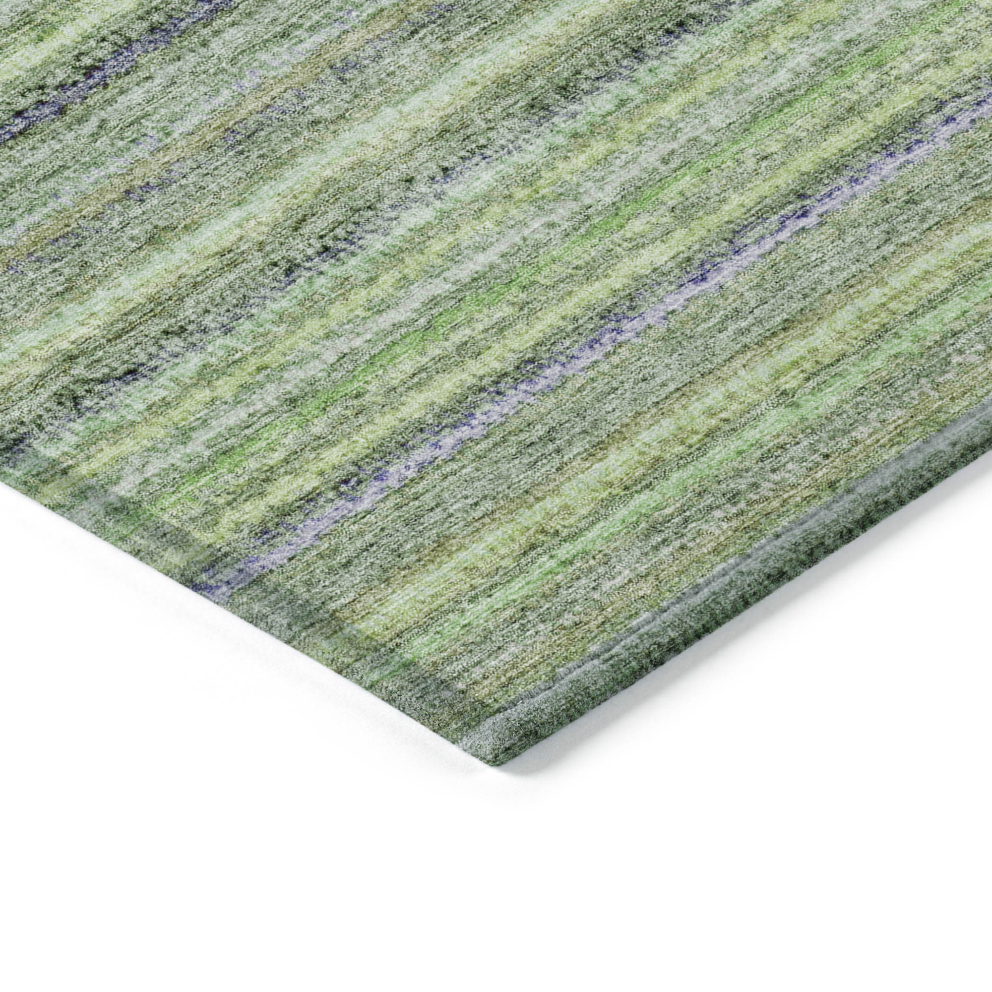 10' X 14' Artichoke Green And Olive Green Striped Washable Indoor Outdoor Area Rug - 1 - Sports & Outdoor