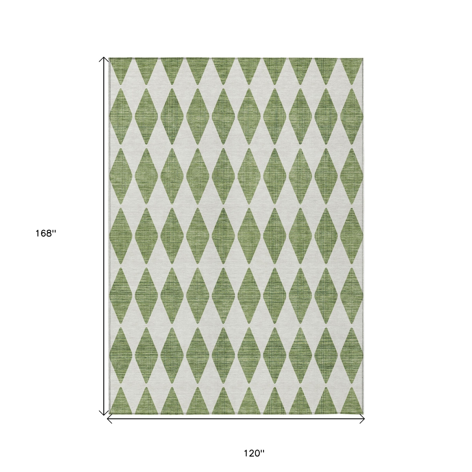 10' X 14' Green And Ivory Geometric Washable Indoor Outdoor Area Rug - 1 - Sports & Outdoor