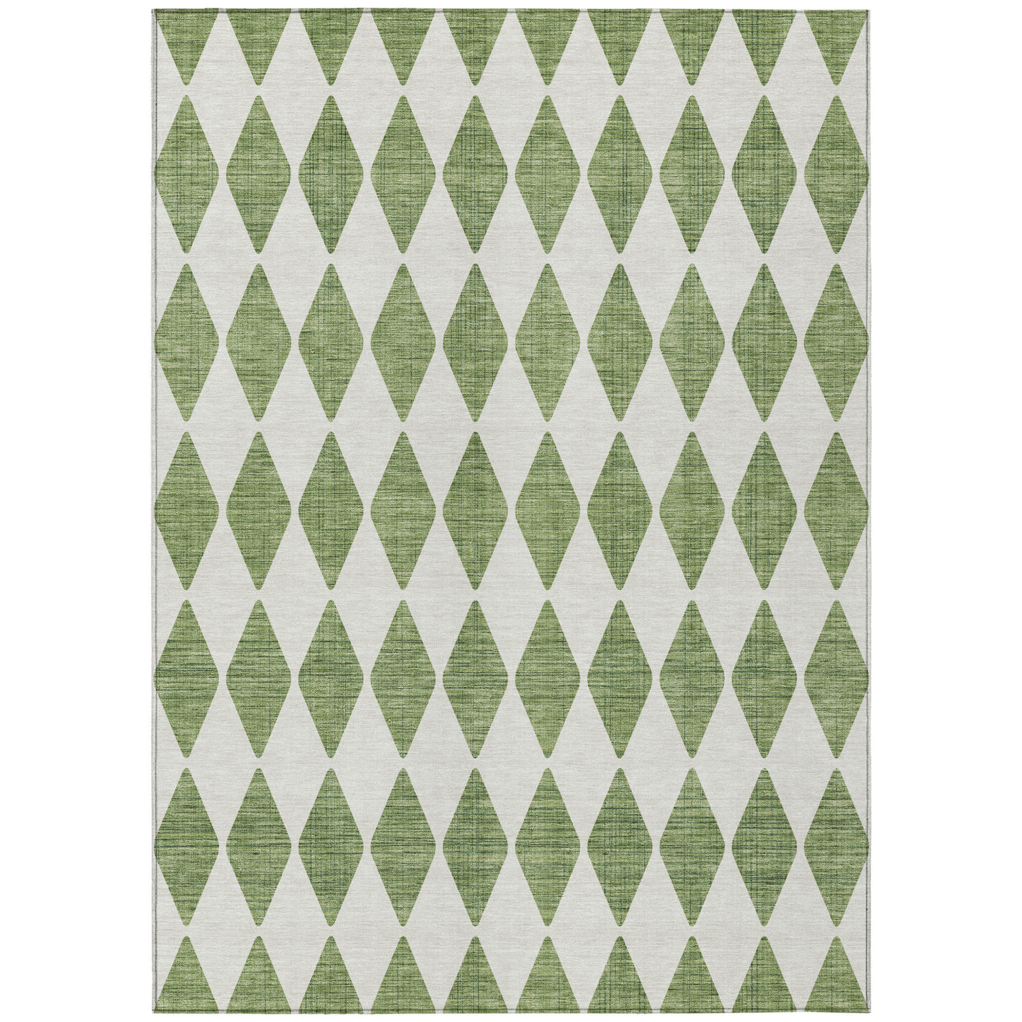 10' X 14' Green And Ivory Geometric Washable Indoor Outdoor Area Rug - 1 - Sports & Outdoor