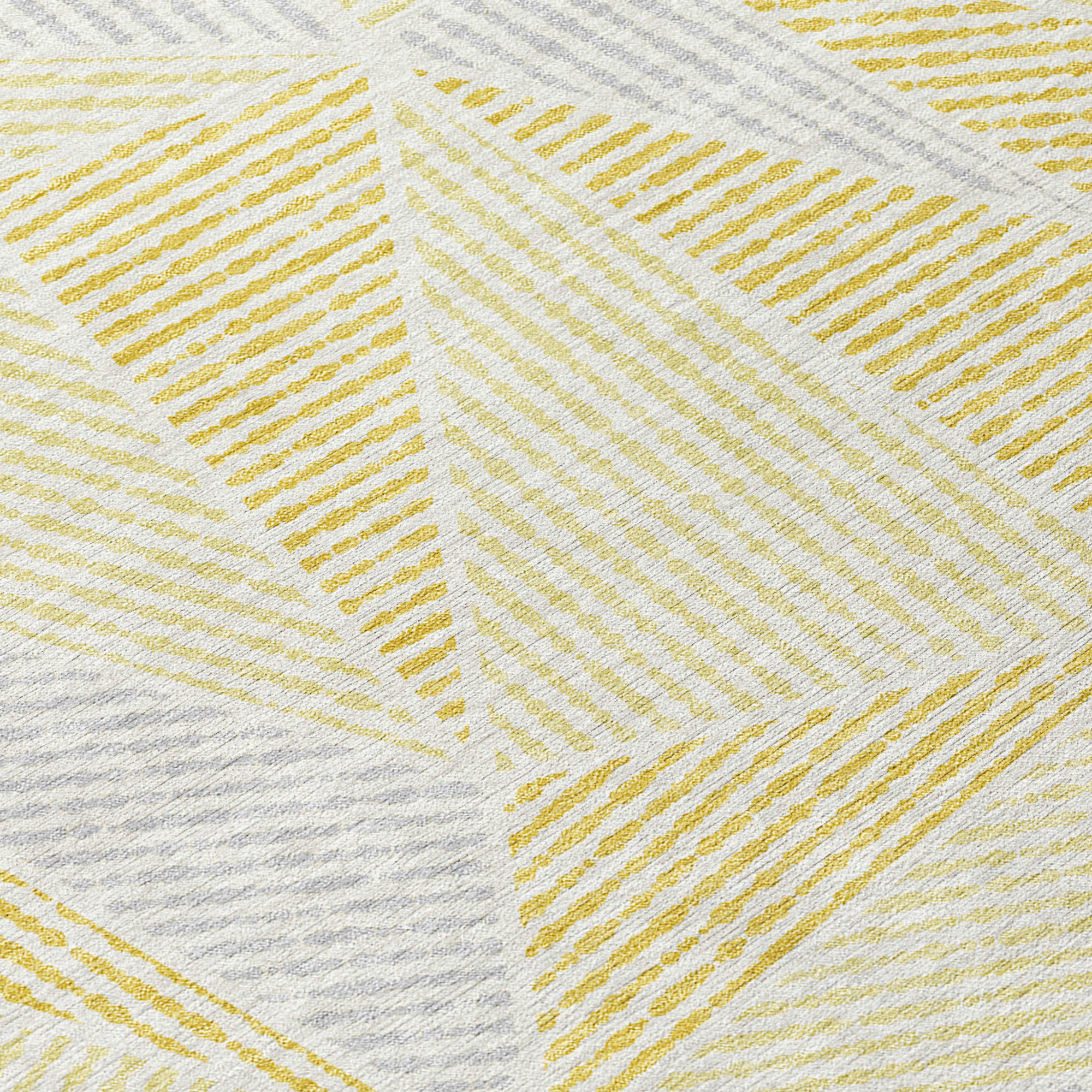 10' X 14' Gold Gray And Wheat Geometric Washable Indoor Outdoor Area Rug - 1 - Sports & Outdoor