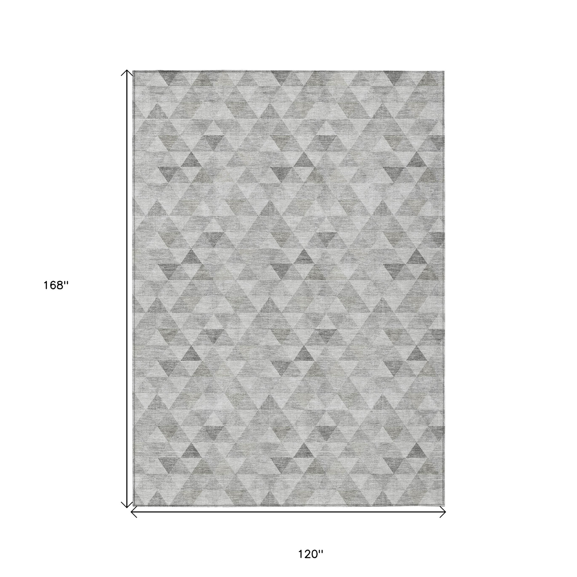 10' X 14' Silver Beige And Taupe Geometric Washable Indoor Outdoor Area Rug - 1 - Sports & Outdoor