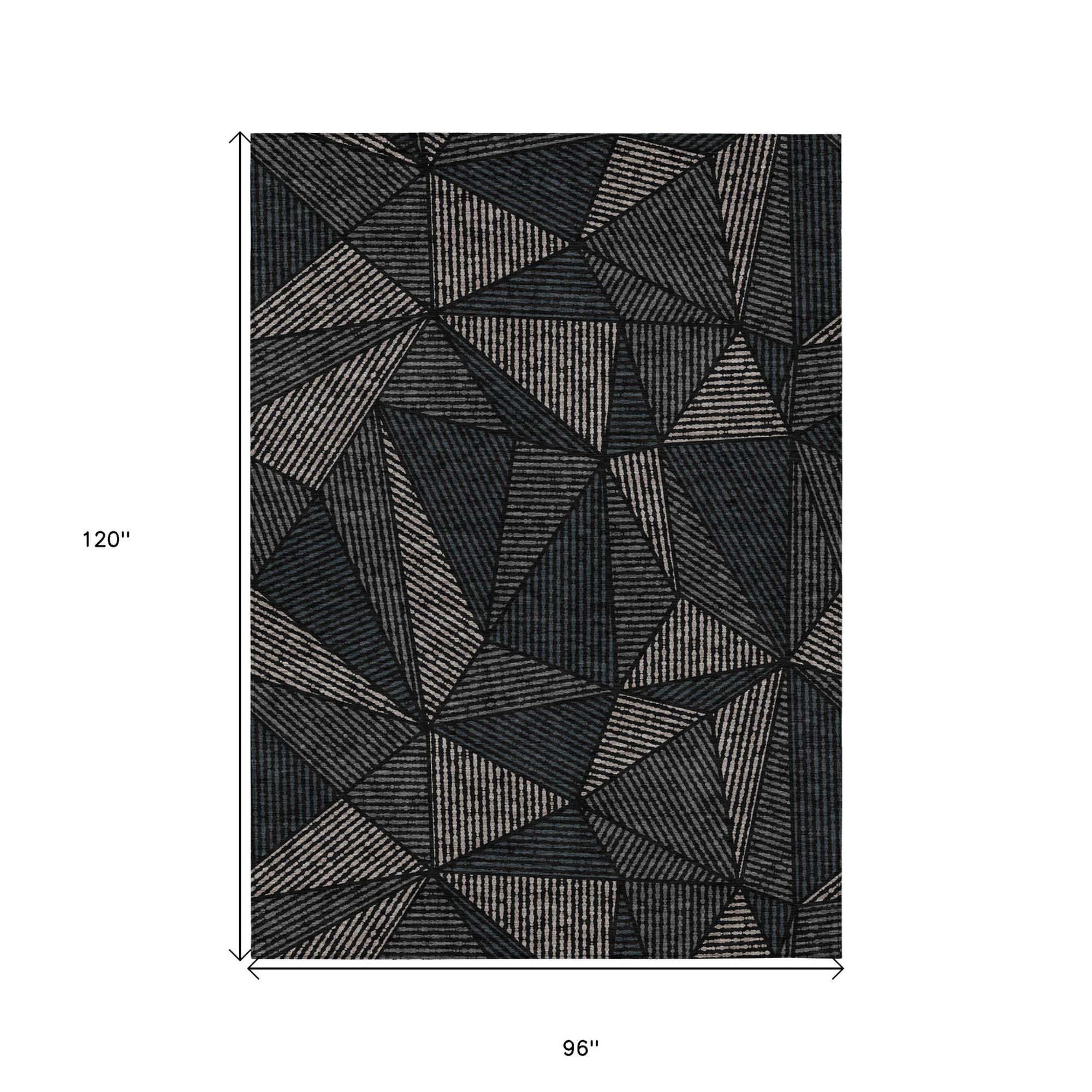 8' X 10' Black Charcoal And Gray Geometric Washable Indoor Outdoor Area Rug Sports & Outdoor