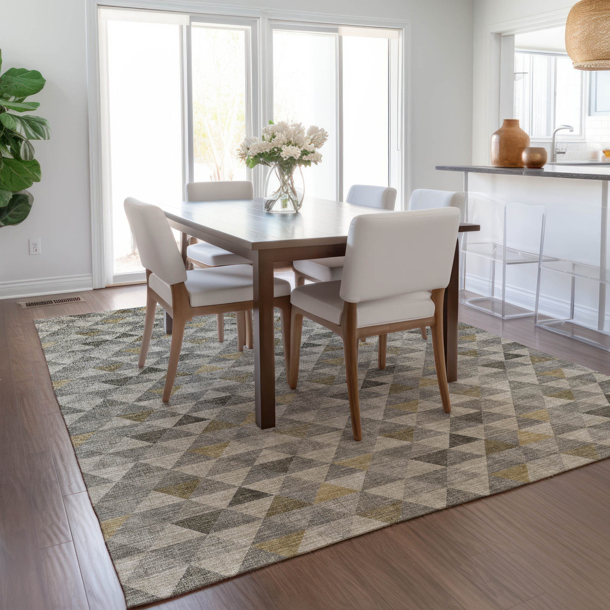 10' X 14' Taupe Beige And Tan Geometric Washable Indoor Outdoor Area Rug Sports & Outdoor