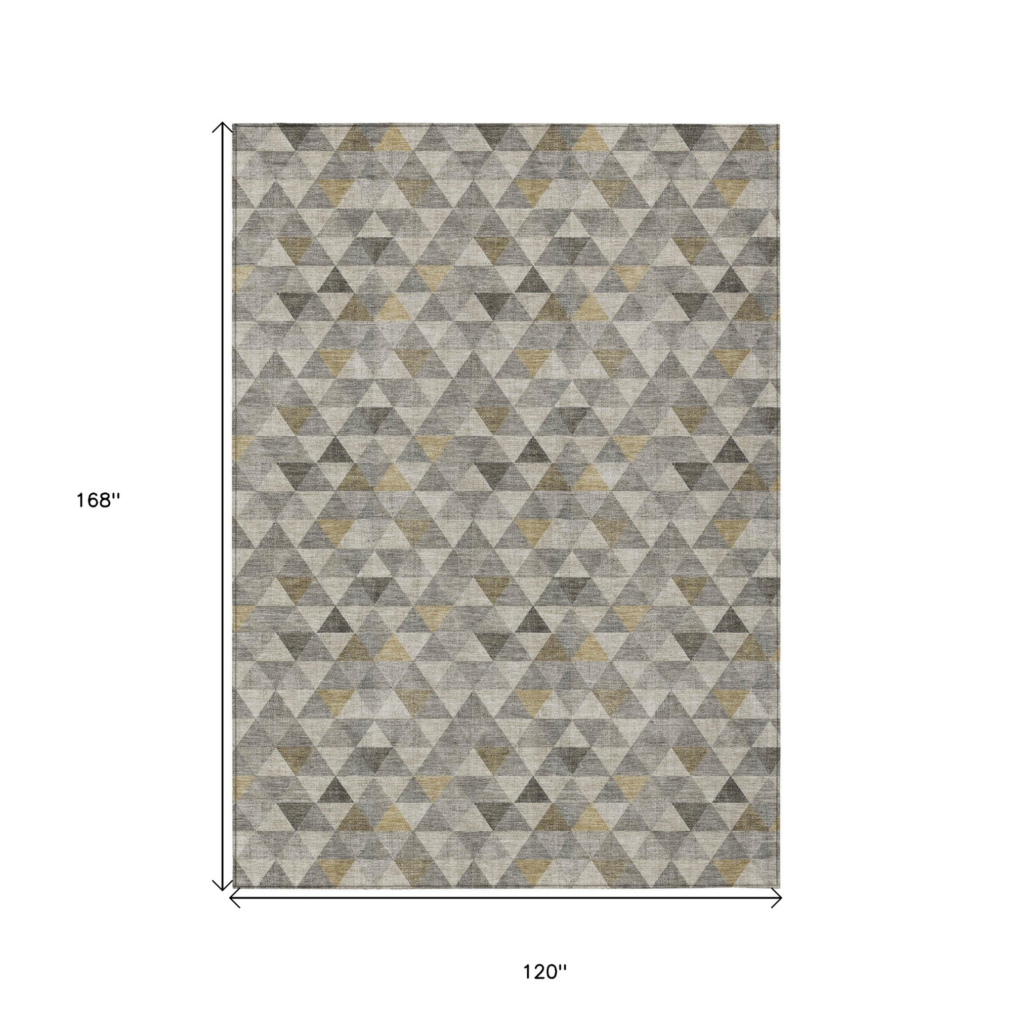 10' X 14' Taupe Beige And Tan Geometric Washable Indoor Outdoor Area Rug - 1 - Sports & Outdoor