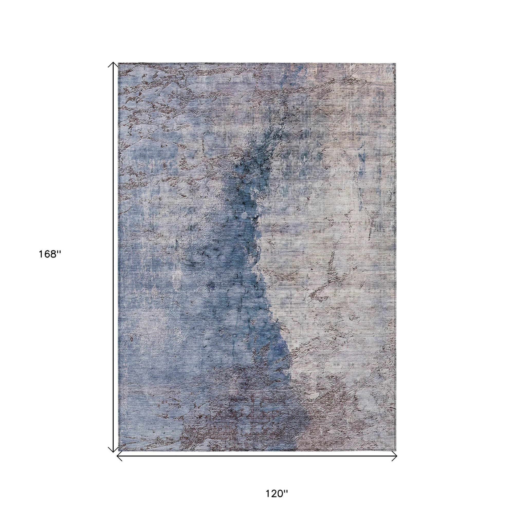 10' X 14' Navy Blue And Gray Abstract Washable Indoor Outdoor Area Rug - 1 - Sports & Outdoor