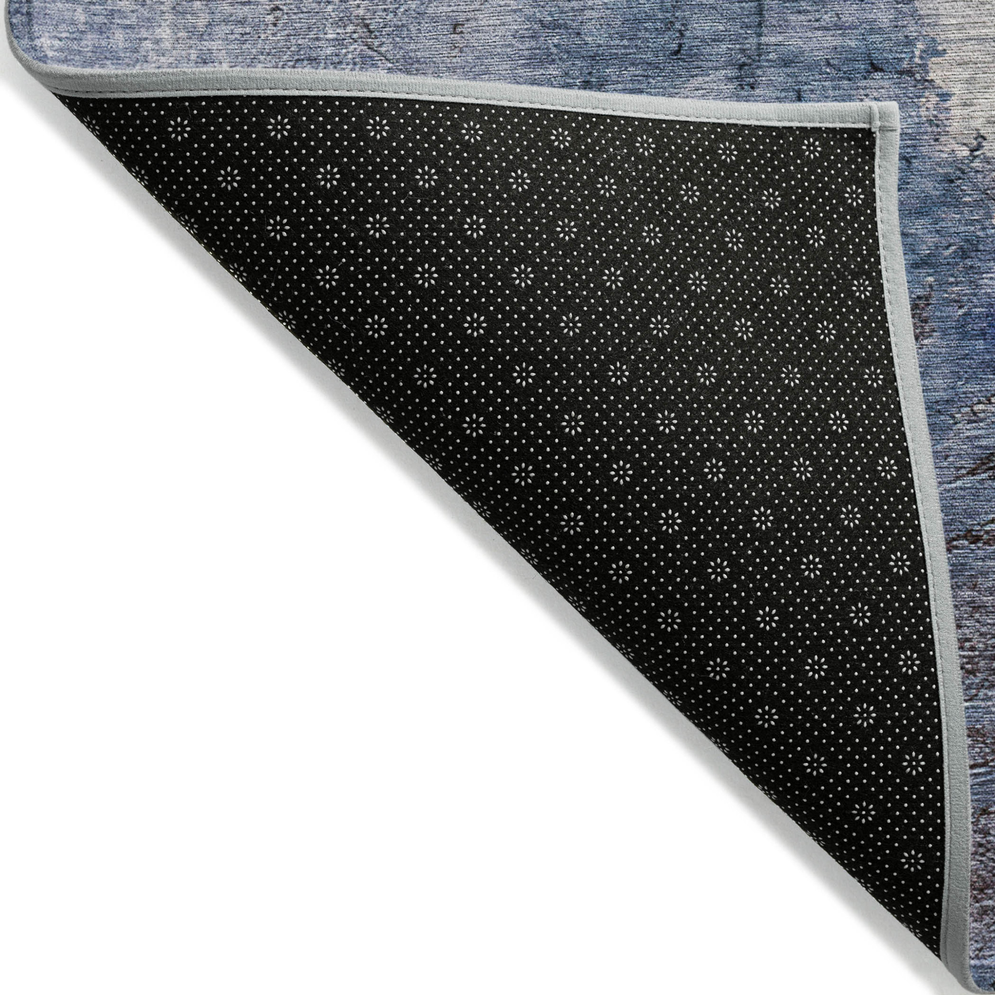 10' X 14' Navy Blue And Gray Abstract Washable Indoor Outdoor Area Rug - 1 - Sports & Outdoor