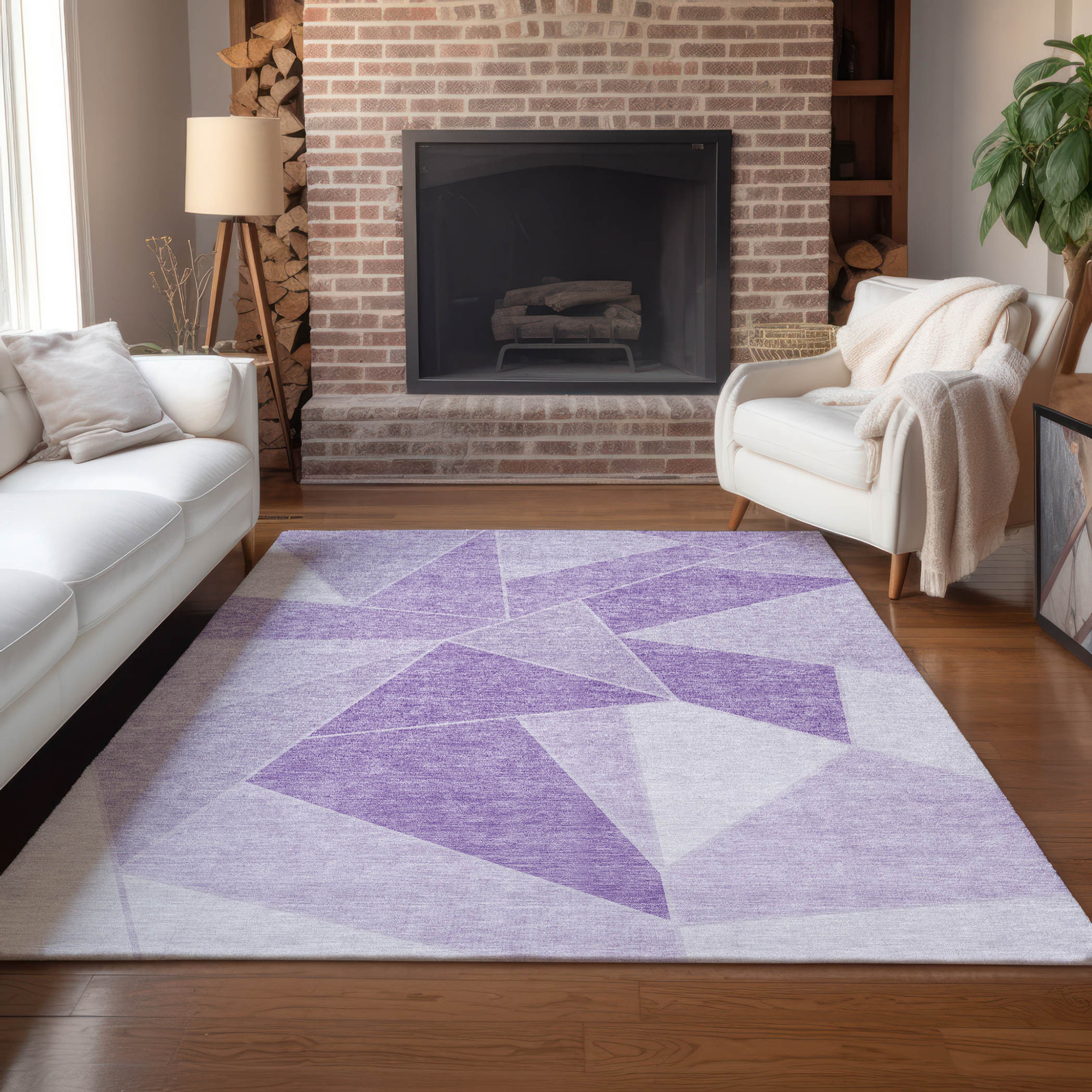 10' X 14' Lilac And Purple Geometric Washable Indoor Outdoor Area Rug - 1 - Sports & Outdoor