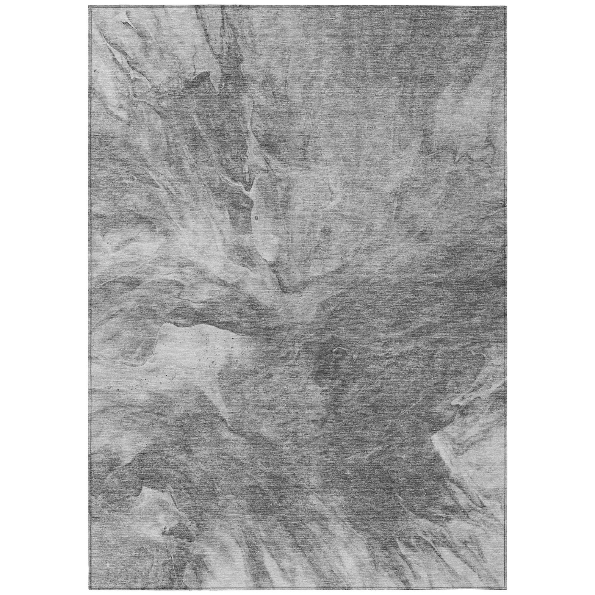 10' X 14' Gray Silver And Charcoal Abstract Washable Indoor Outdoor Area Rug - 1 - Sports & Outdoor