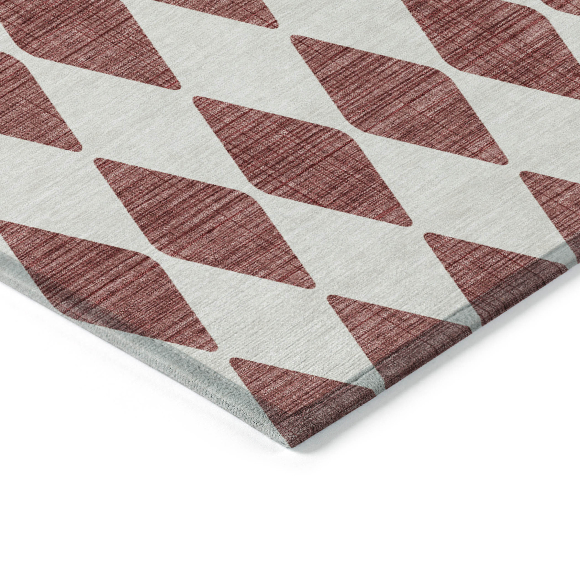 10' X 14' Burgundy Geometric Washable Indoor Outdoor Area Rug - 1 - Sports & Outdoor