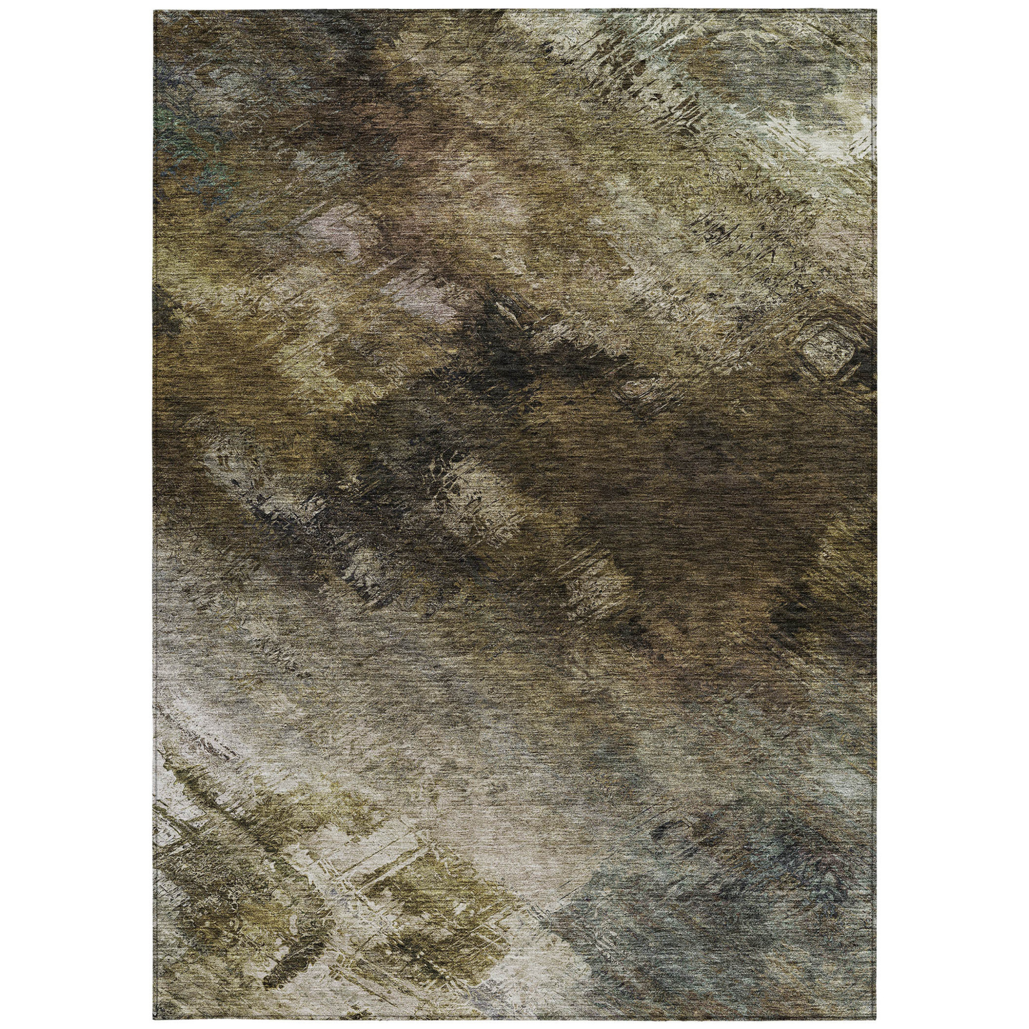 10' X 14' Chocolate And Beige Abstract Washable Indoor Outdoor Area Rug - 1 - Sports & Outdoor