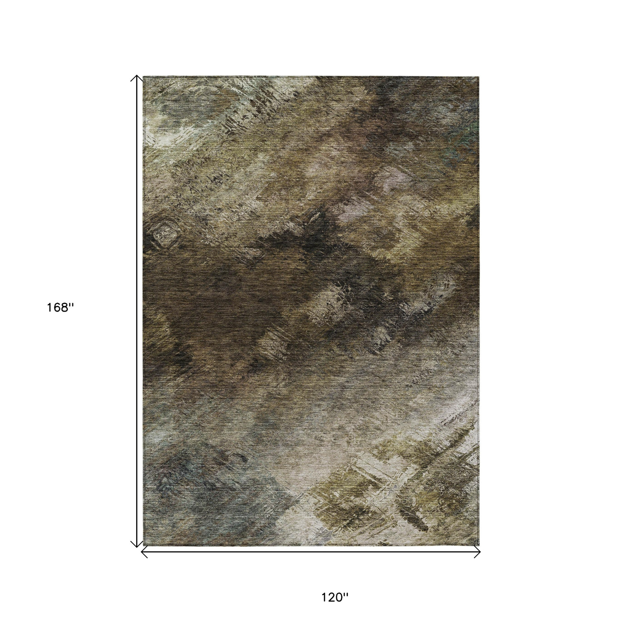 10' X 14' Chocolate And Beige Abstract Washable Indoor Outdoor Area Rug - 1 - Sports & Outdoor