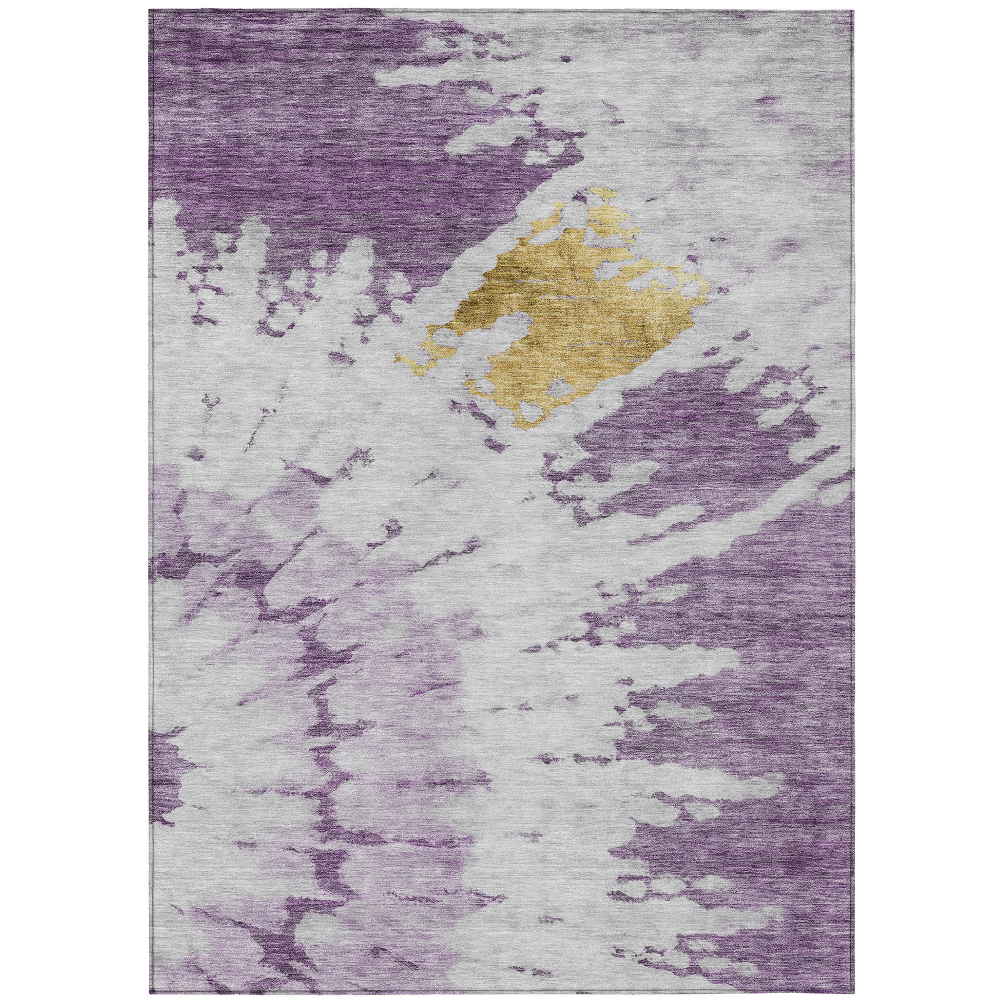 5' X 8' Purple And Lavender Abstract Washable Indoor Outdoor Area Rug Sports & Outdoor
