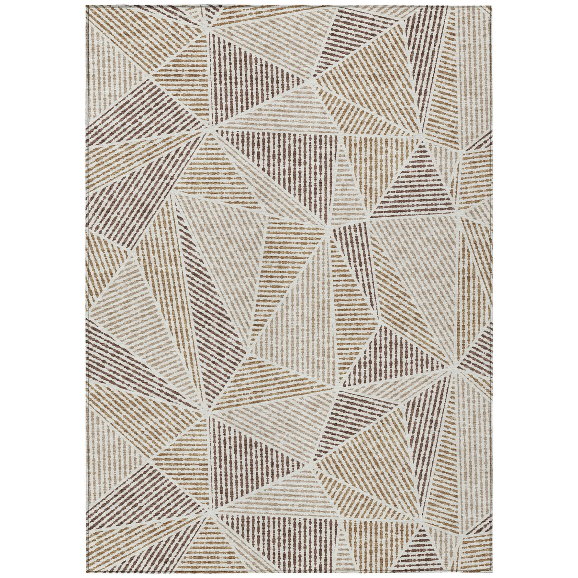10' X 14' Brown Taupe And Beige Geometric Washable Indoor Outdoor Area Rug - 1 - Sports & Outdoor