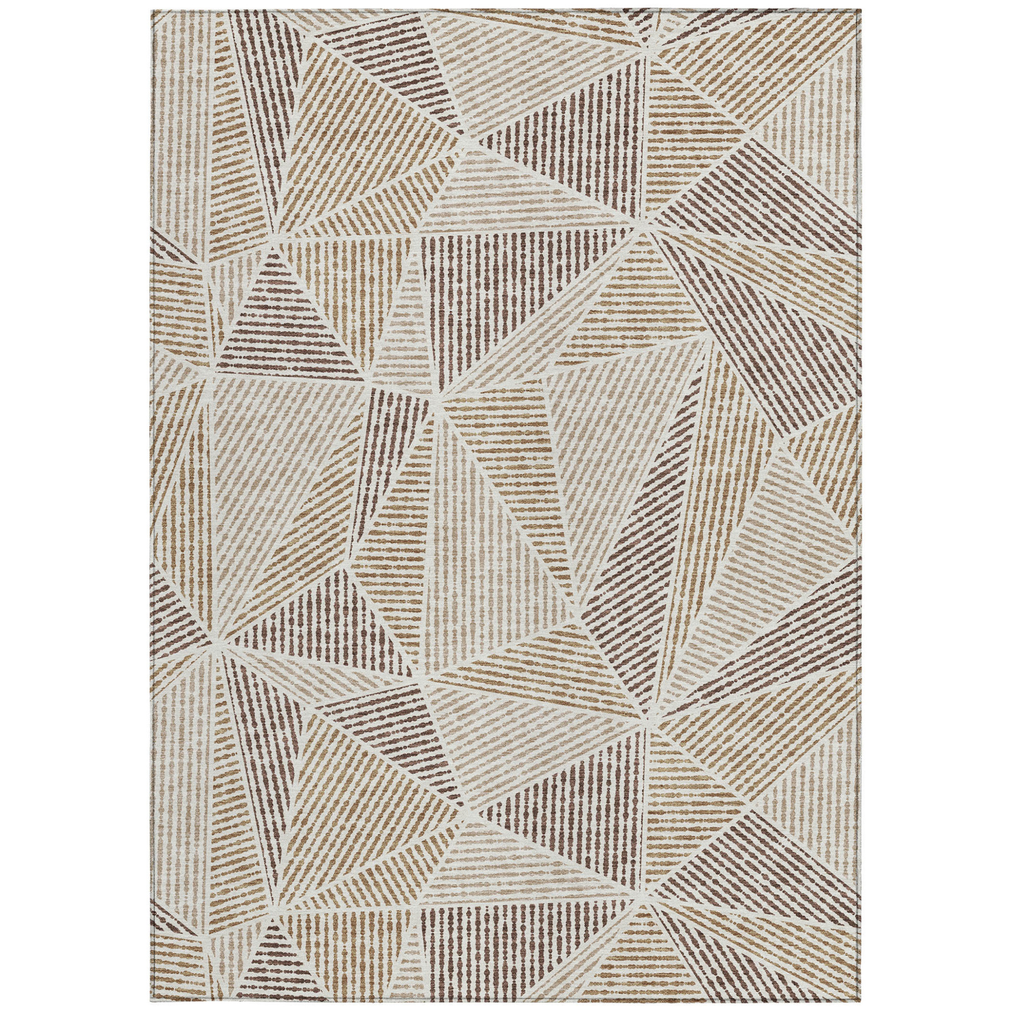 10' X 14' Brown Taupe And Beige Geometric Washable Indoor Outdoor Area Rug - 1 - Sports & Outdoor