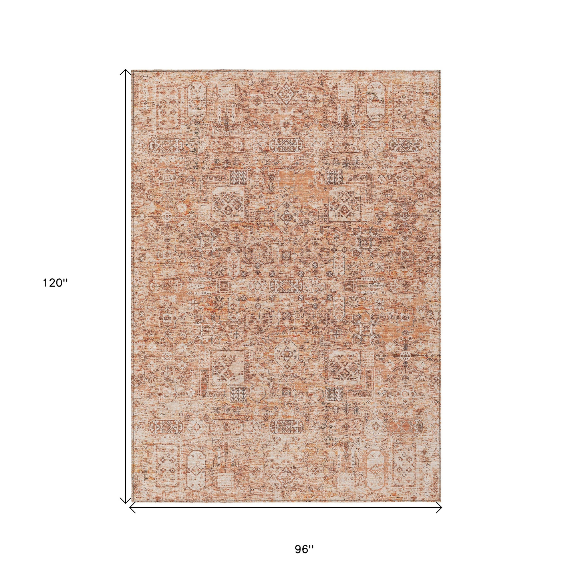 8' X 10' Salmon Orange And Gray Floral Washable Indoor Outdoor Area Rug Sports & Outdoor