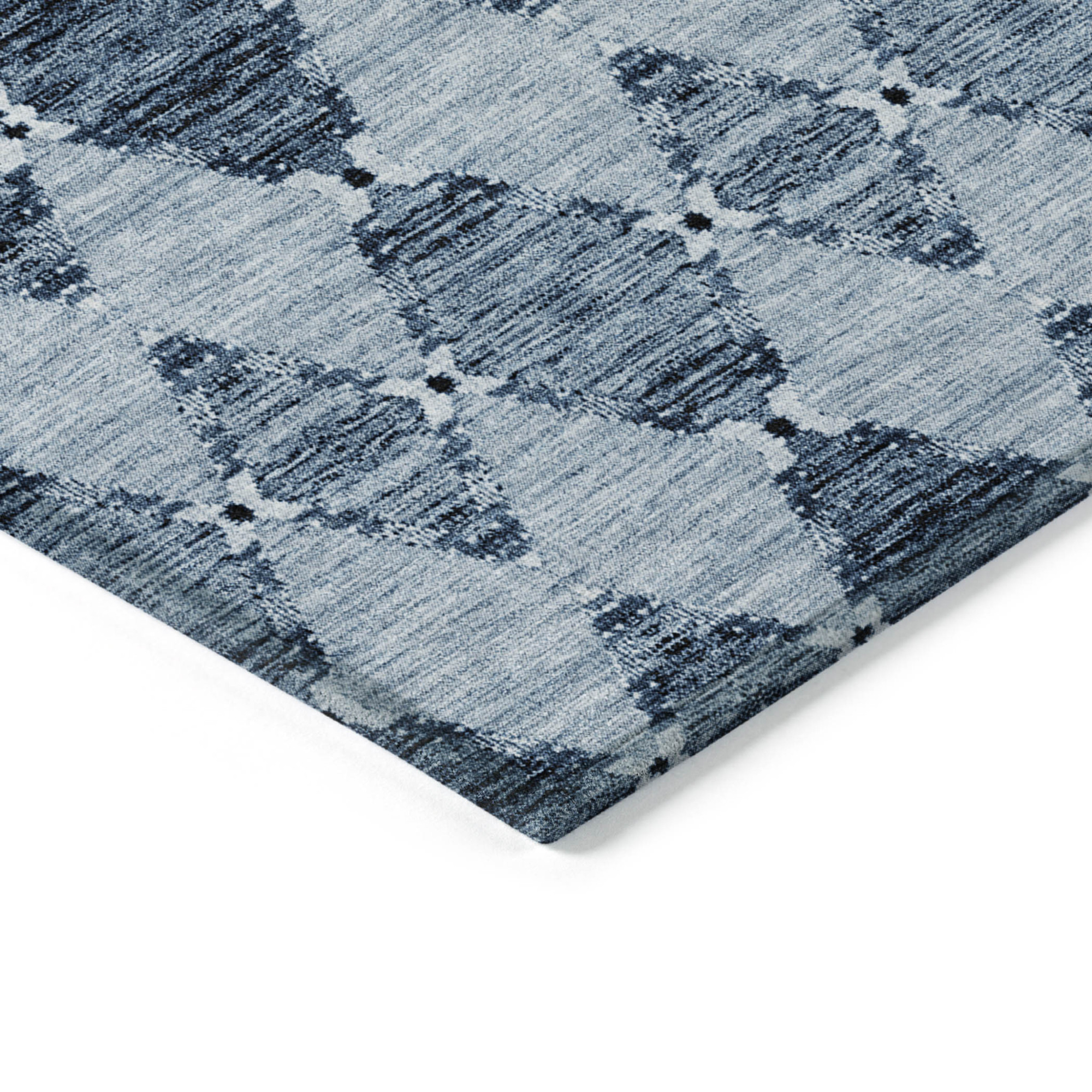 9' X 12' Navy Blue And Denim Blue Moroccan Washable Indoor Outdoor Area Rug Sports & Outdoor