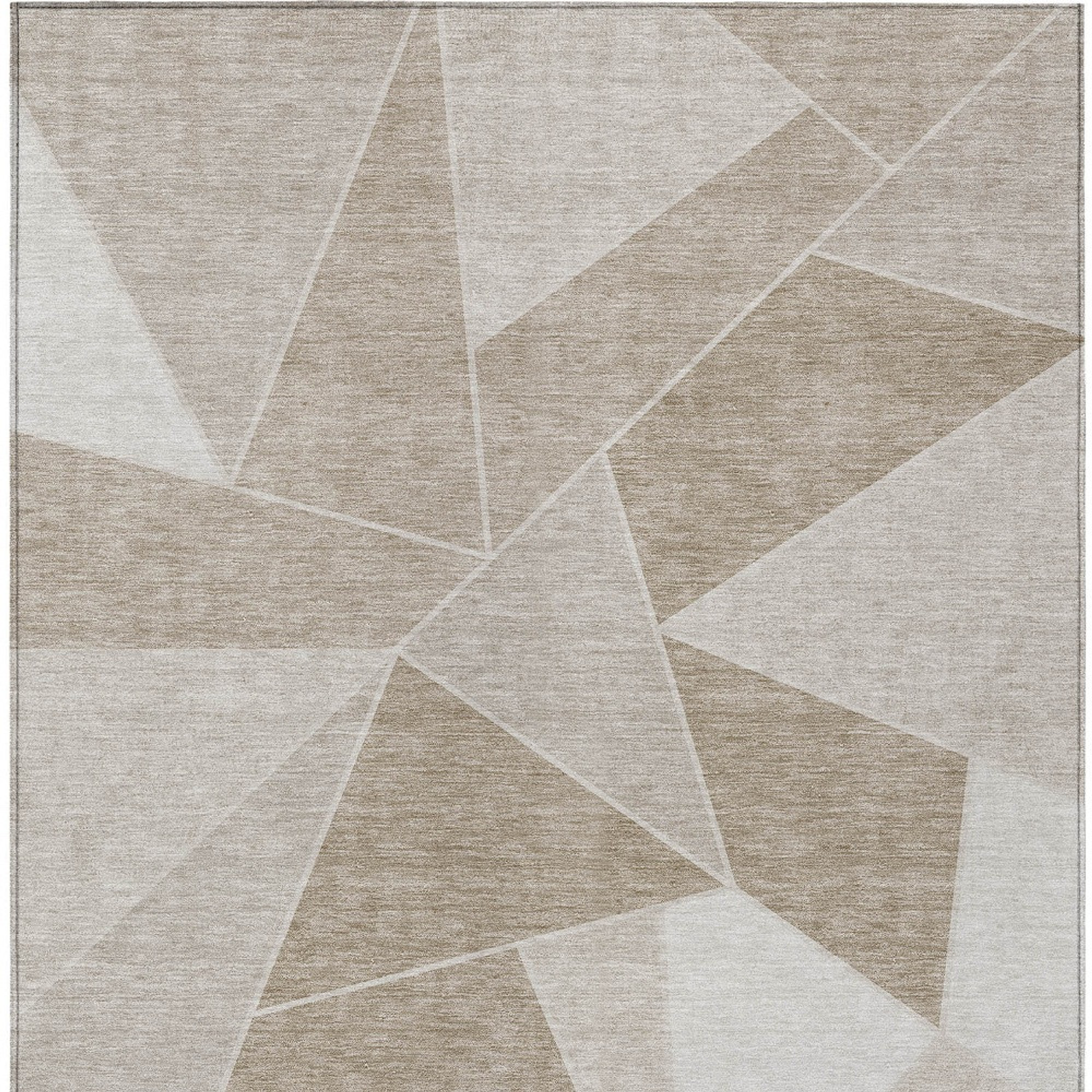 10' X 14' Taupe Brown And Beige Geometric Washable Indoor Outdoor Area Rug - 1 - Sports & Outdoor