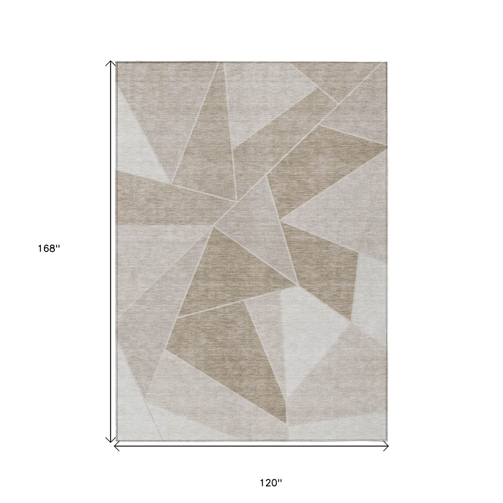 10' X 14' Taupe Brown And Beige Geometric Washable Indoor Outdoor Area Rug - 1 - Sports & Outdoor