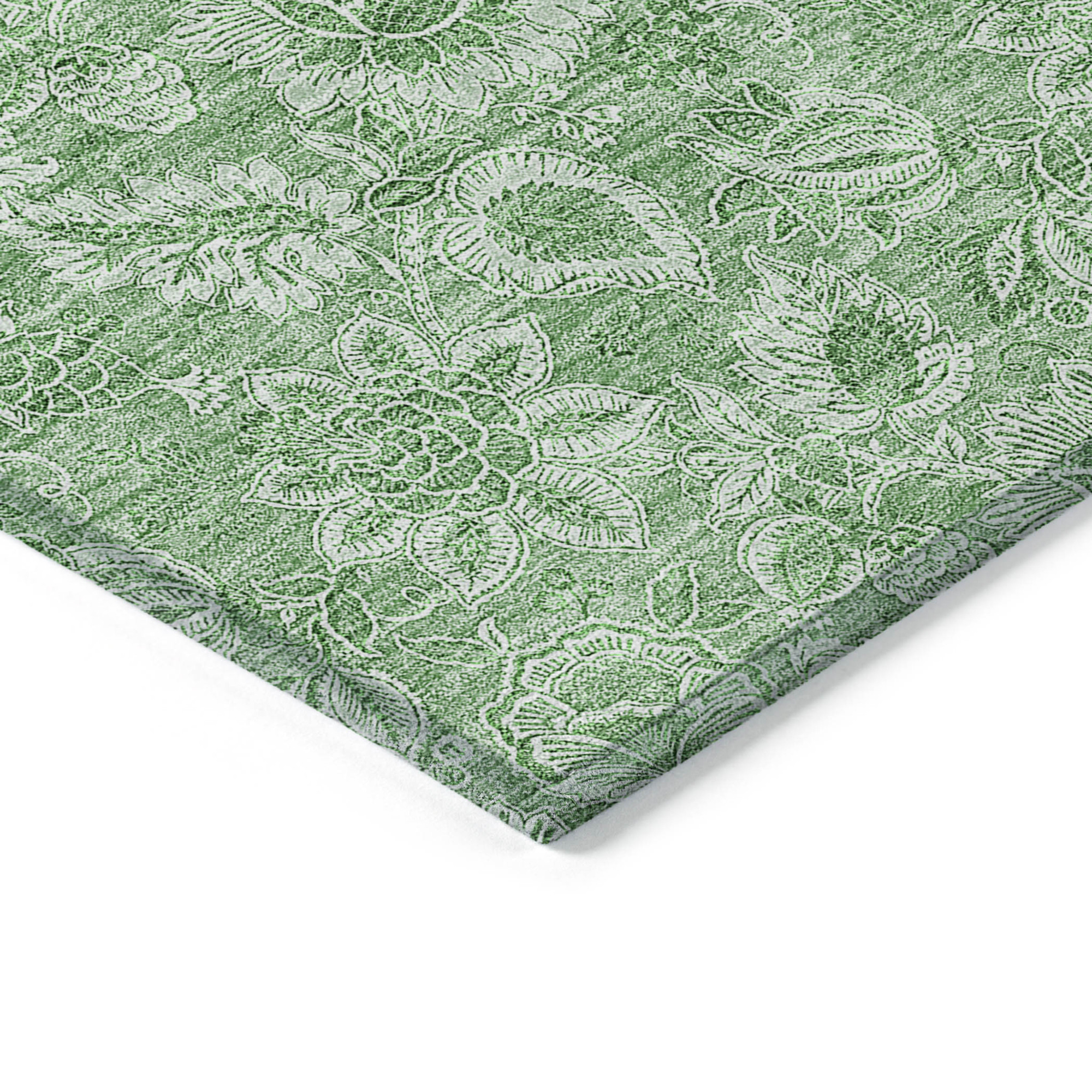 10' X 14' Green And Artichoke Green Floral Washable Indoor Outdoor Area Rug - 1 - Sports & Outdoor