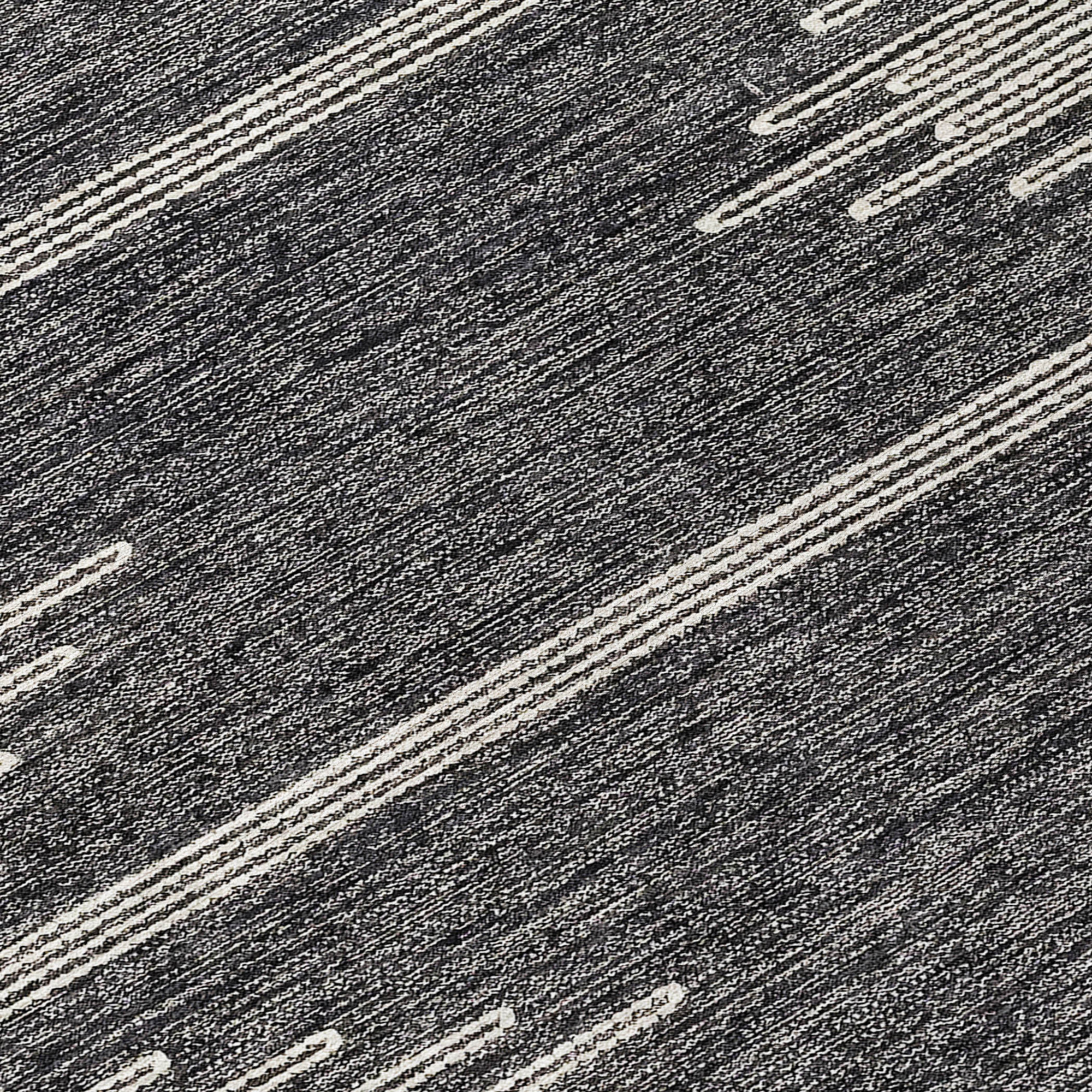 10' X 14' Charcoal And Ivory Abstract Washable Indoor Outdoor Area Rug - 1 - Sports & Outdoor