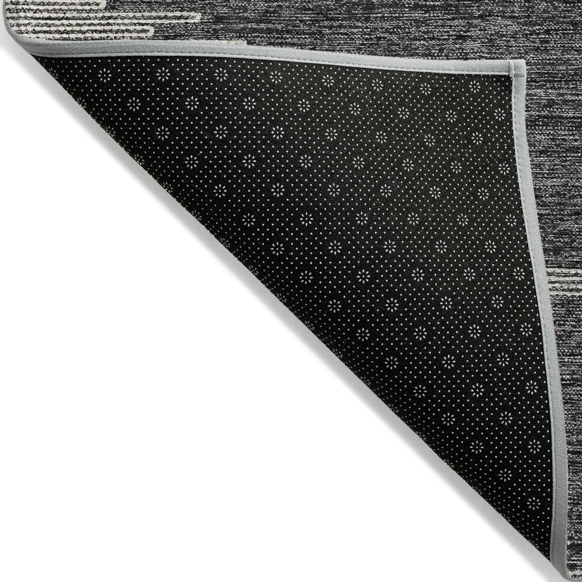 10' X 14' Charcoal And Ivory Abstract Washable Indoor Outdoor Area Rug - 1 - Sports & Outdoor