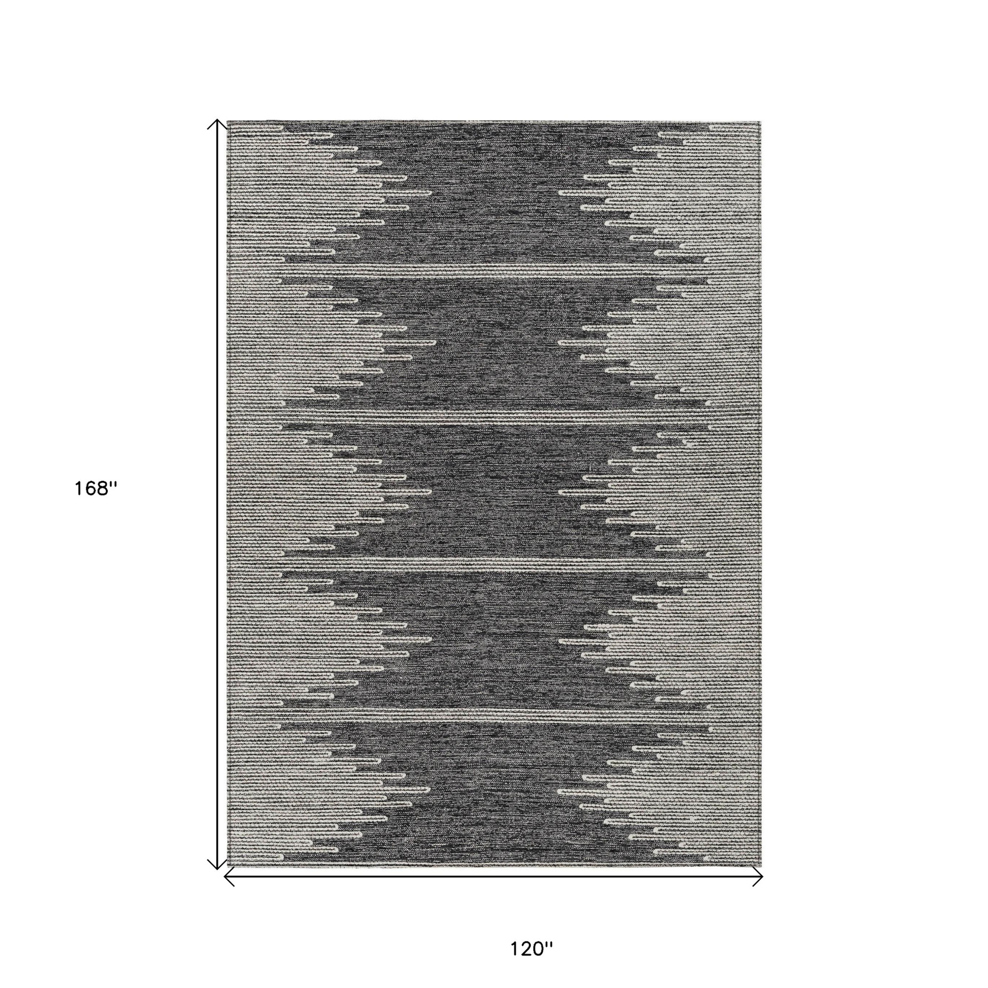 10' X 14' Charcoal And Ivory Abstract Washable Indoor Outdoor Area Rug - 1 - Sports & Outdoor