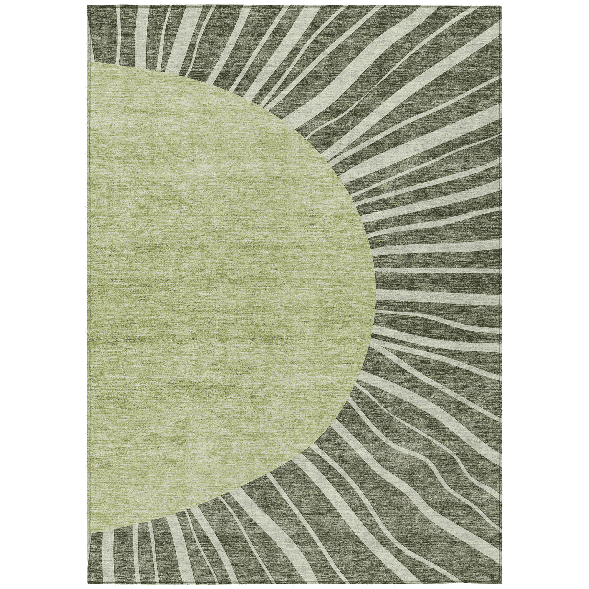 10' X 14' Olive Green And Artichoke Green Abstract Washable Indoor Outdoor Area Rug - 1 - Sports & Outdoor