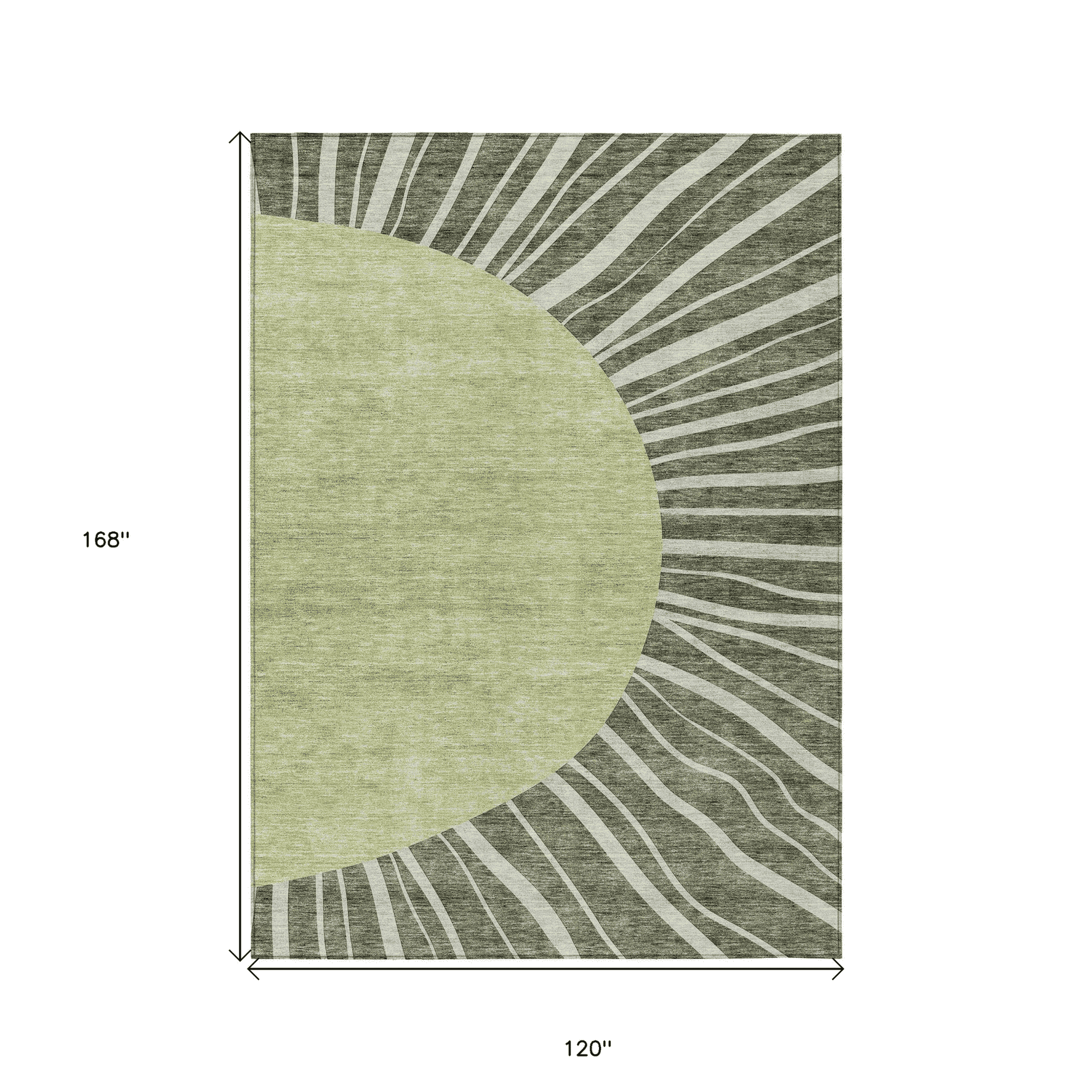 10' X 14' Olive Green And Artichoke Green Abstract Washable Indoor Outdoor Area Rug - 1 - Sports & Outdoor