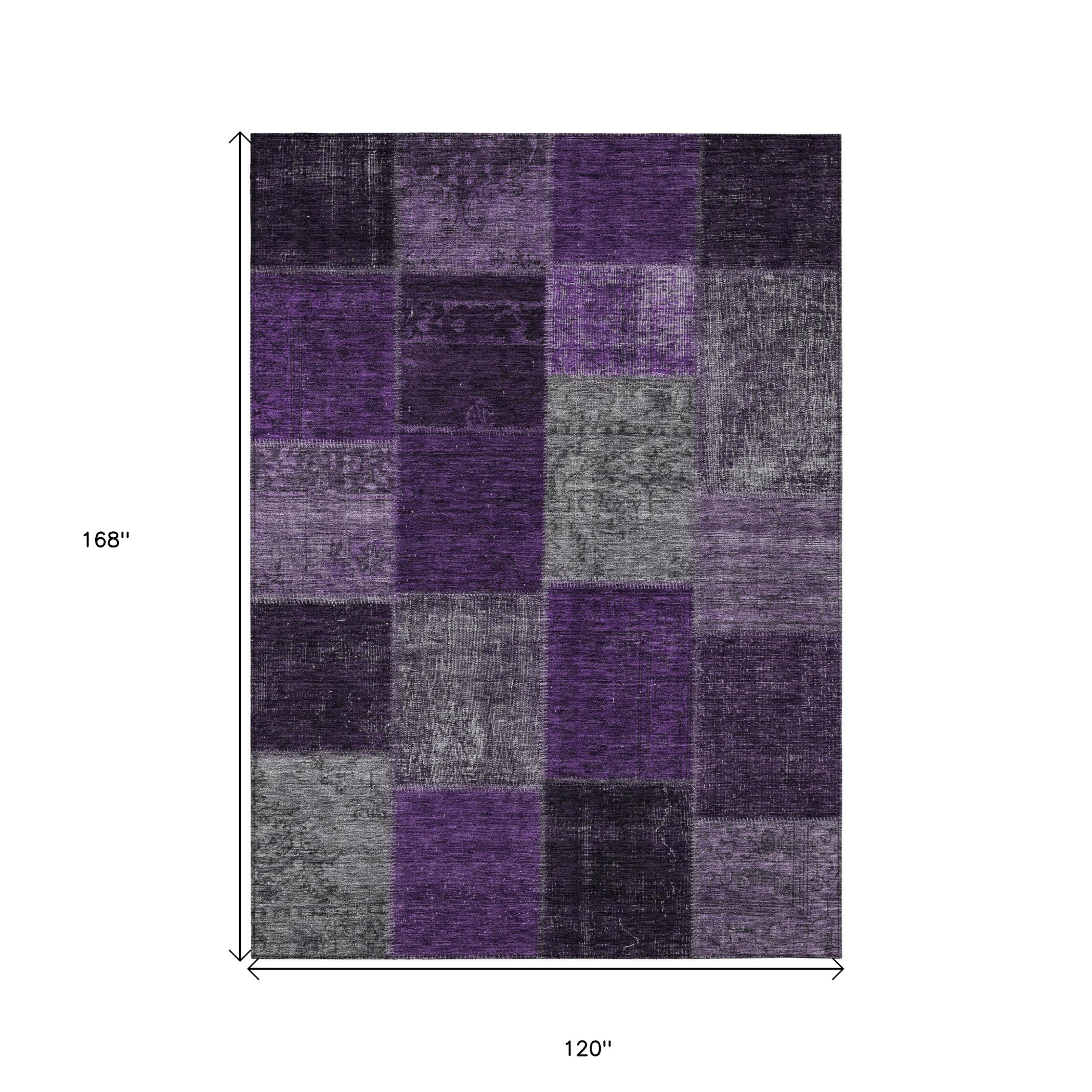 10' X 14' Eggplant Purple And Lilac Patchwork Washable Indoor Outdoor Area Rug - 1 - Sports & Outdoor